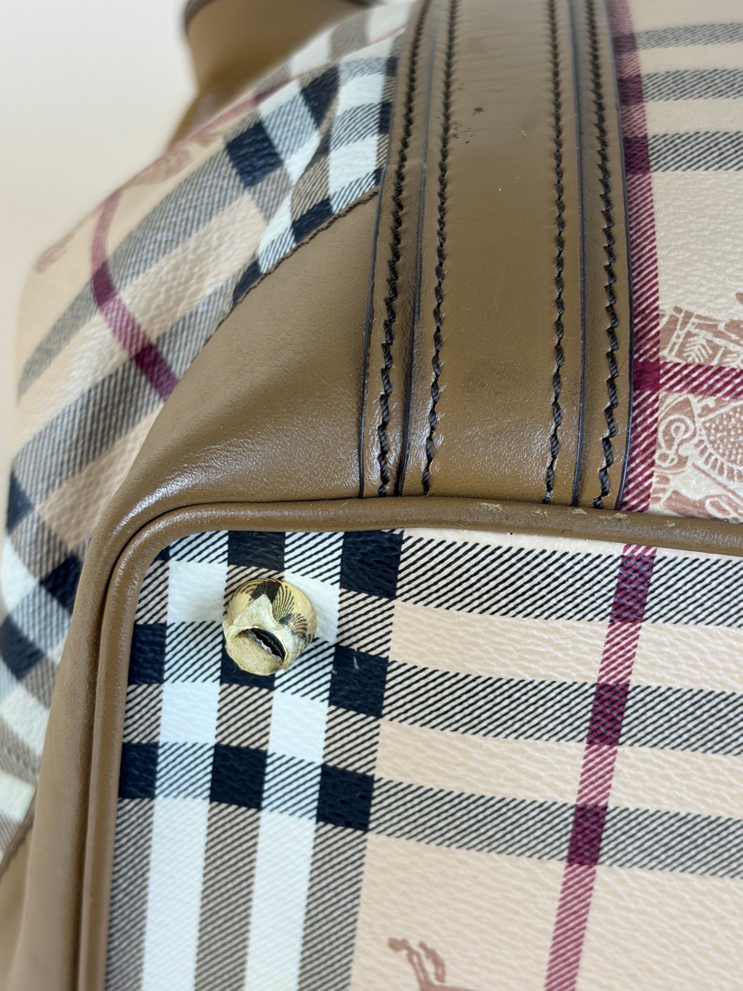 Burberry Beige Golderton Haymarket Tote Bag