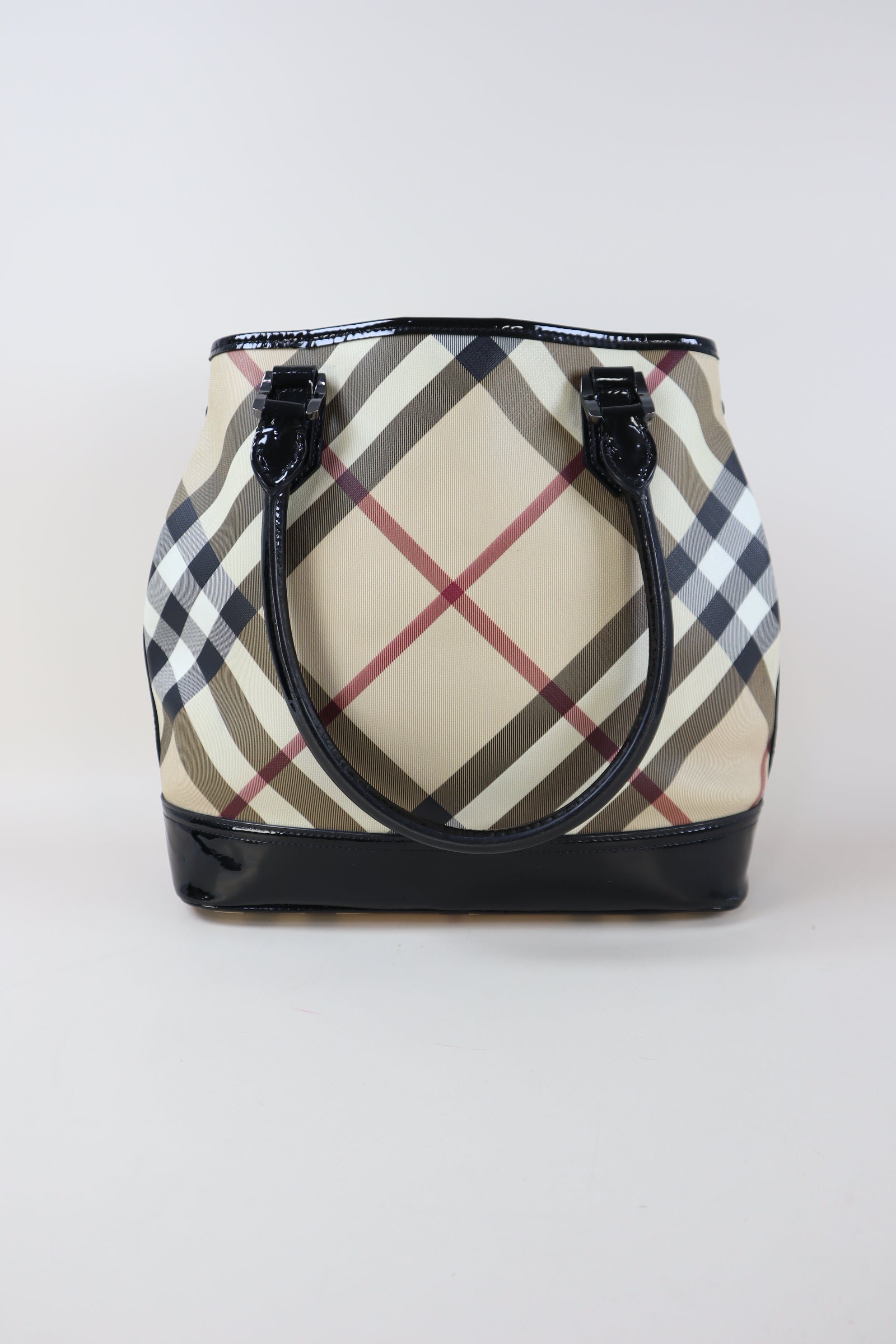 Burberry Black Nova Check Vernis Shoulder Bag