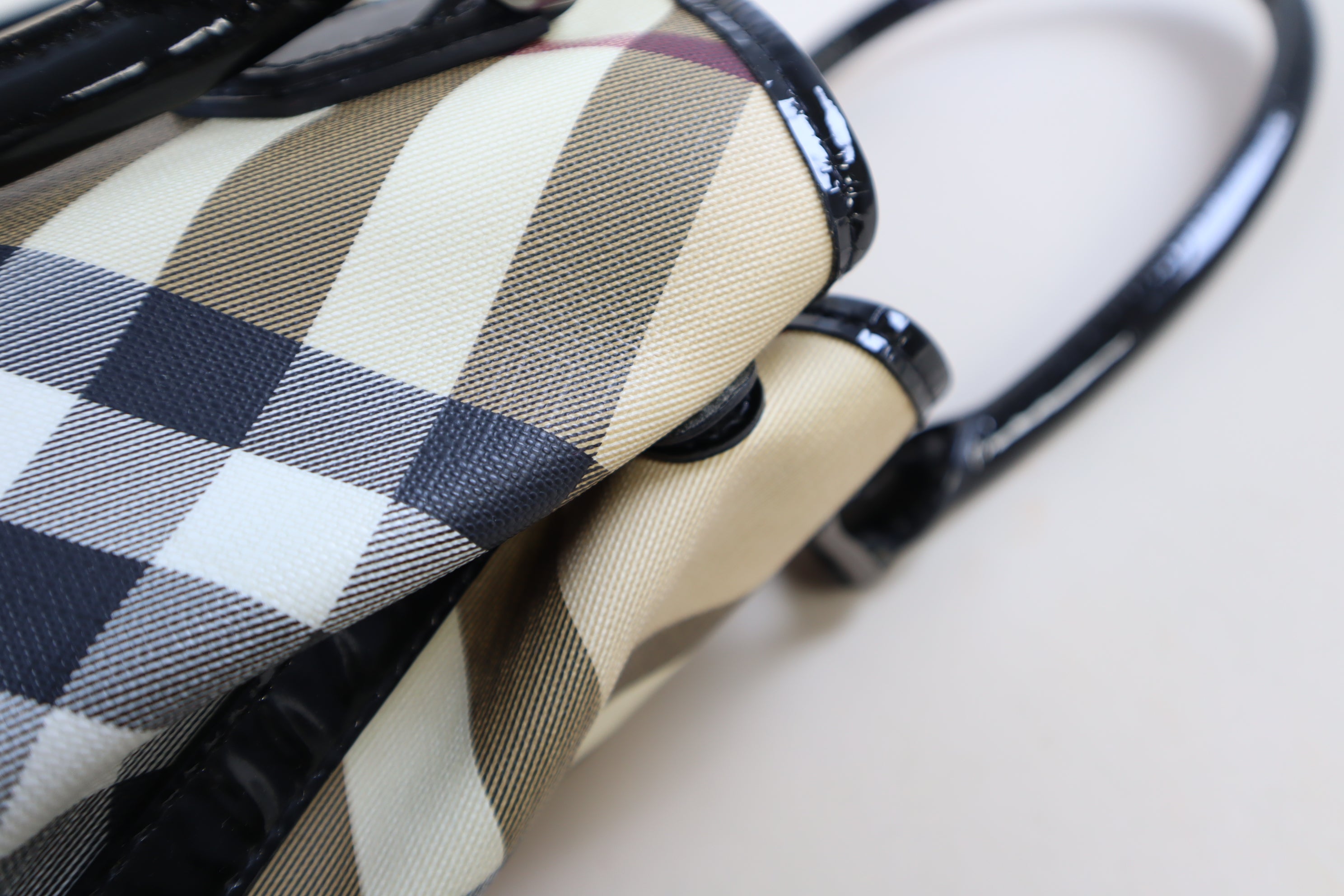 Burberry Black Nova Check Vernis Shoulder Bag