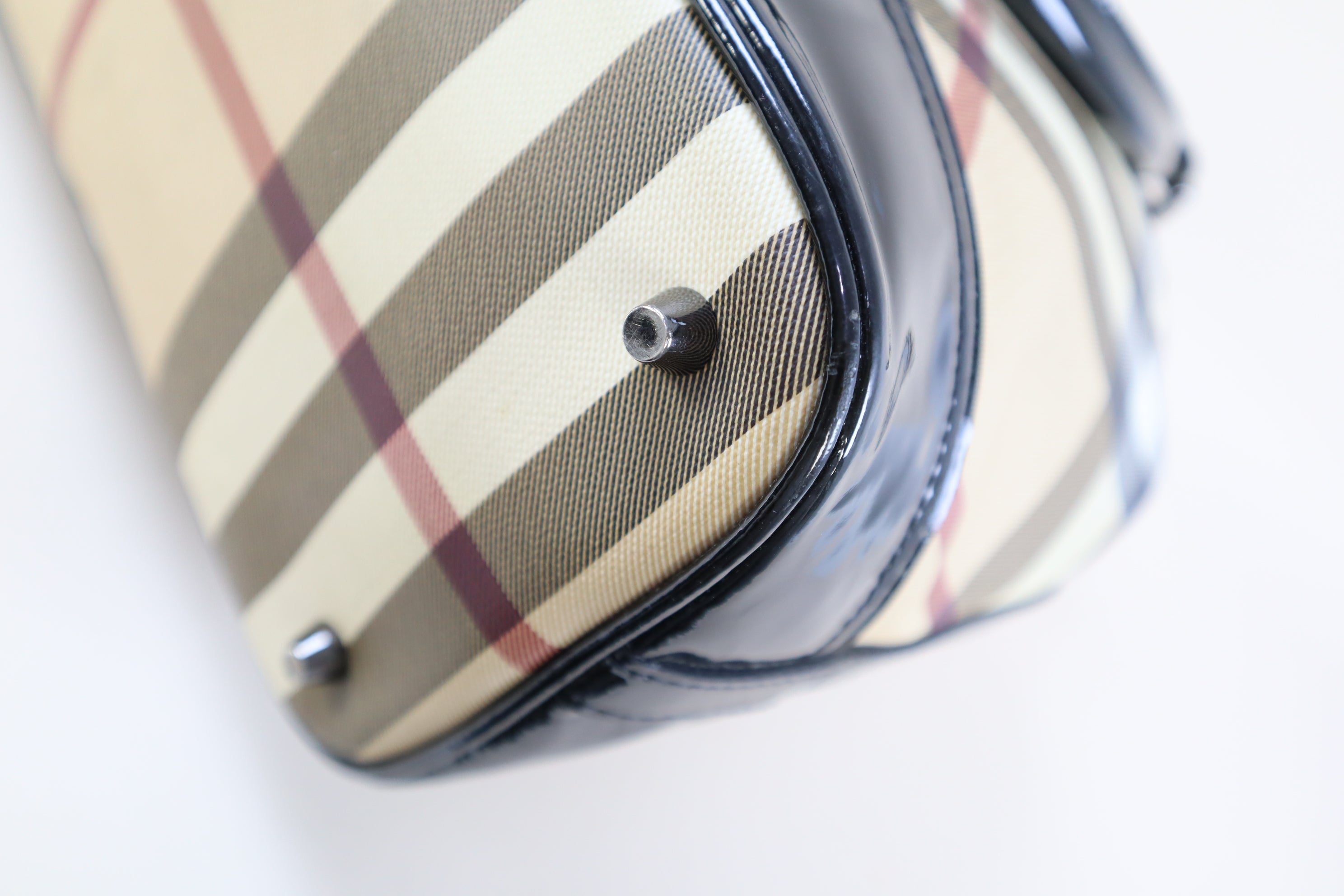 Burberry Black Nova Check Vernis Shoulder Bag