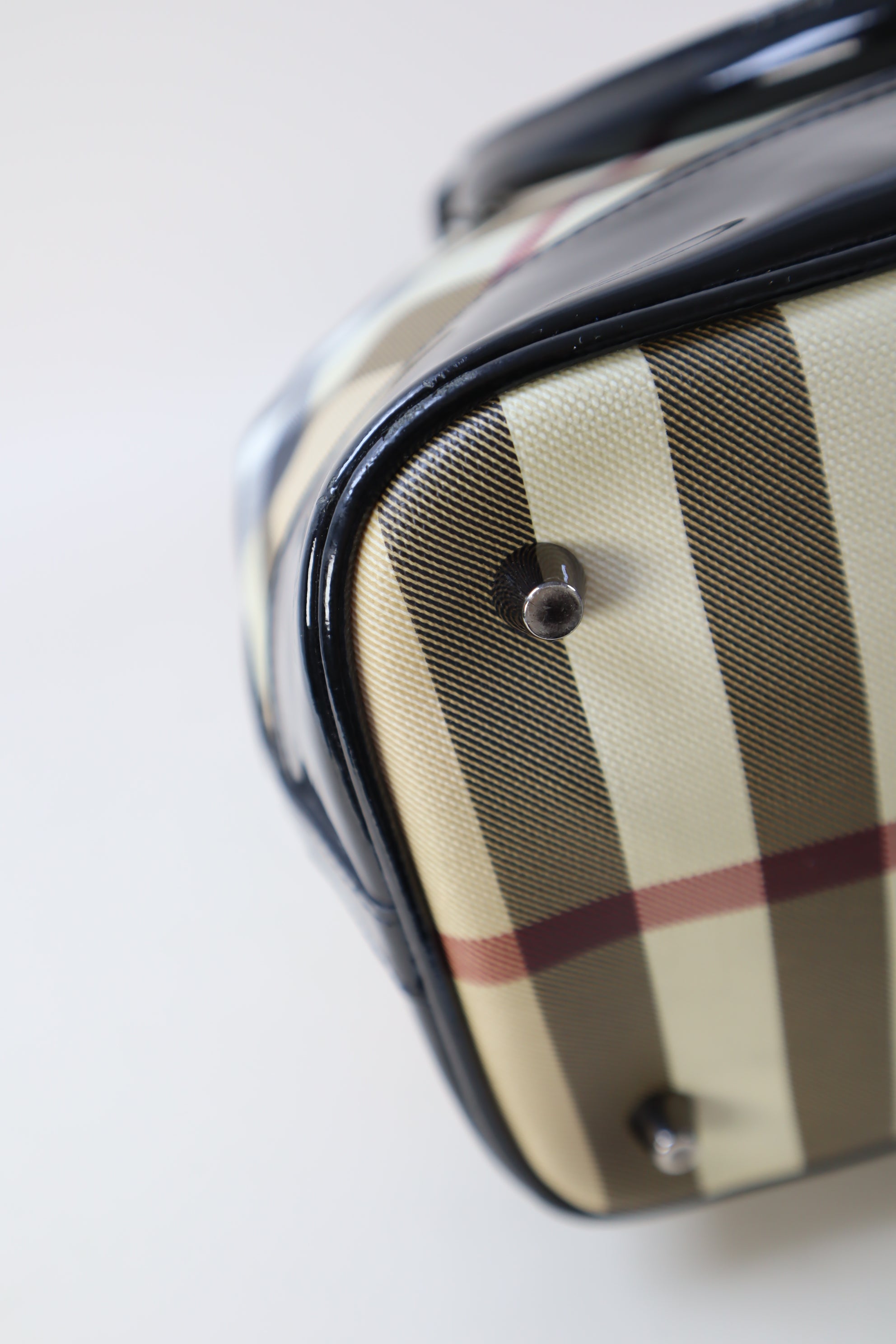 Burberry Black Nova Check Vernis Shoulder Bag