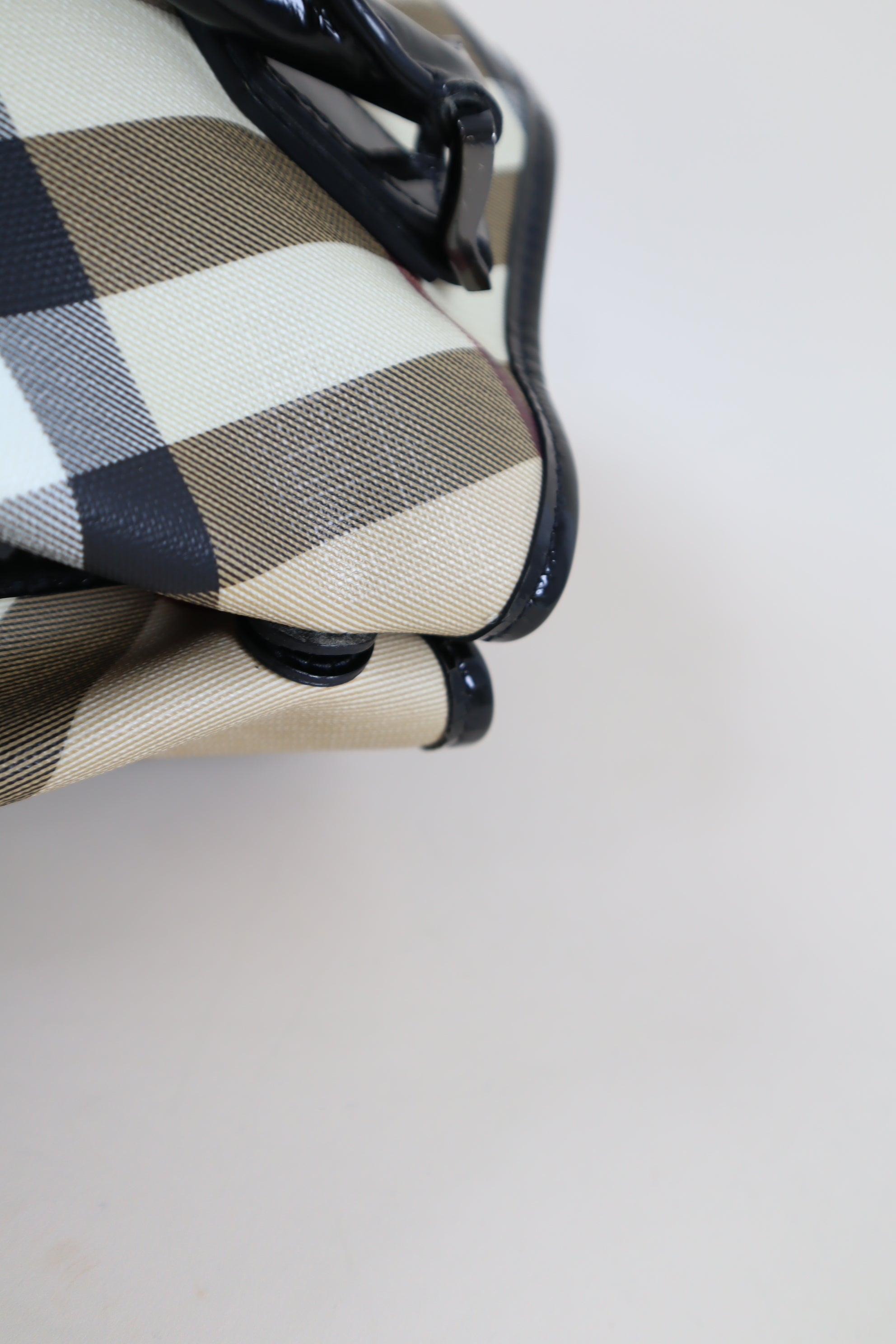 Burberry Black Nova Check Vernis Shoulder Bag