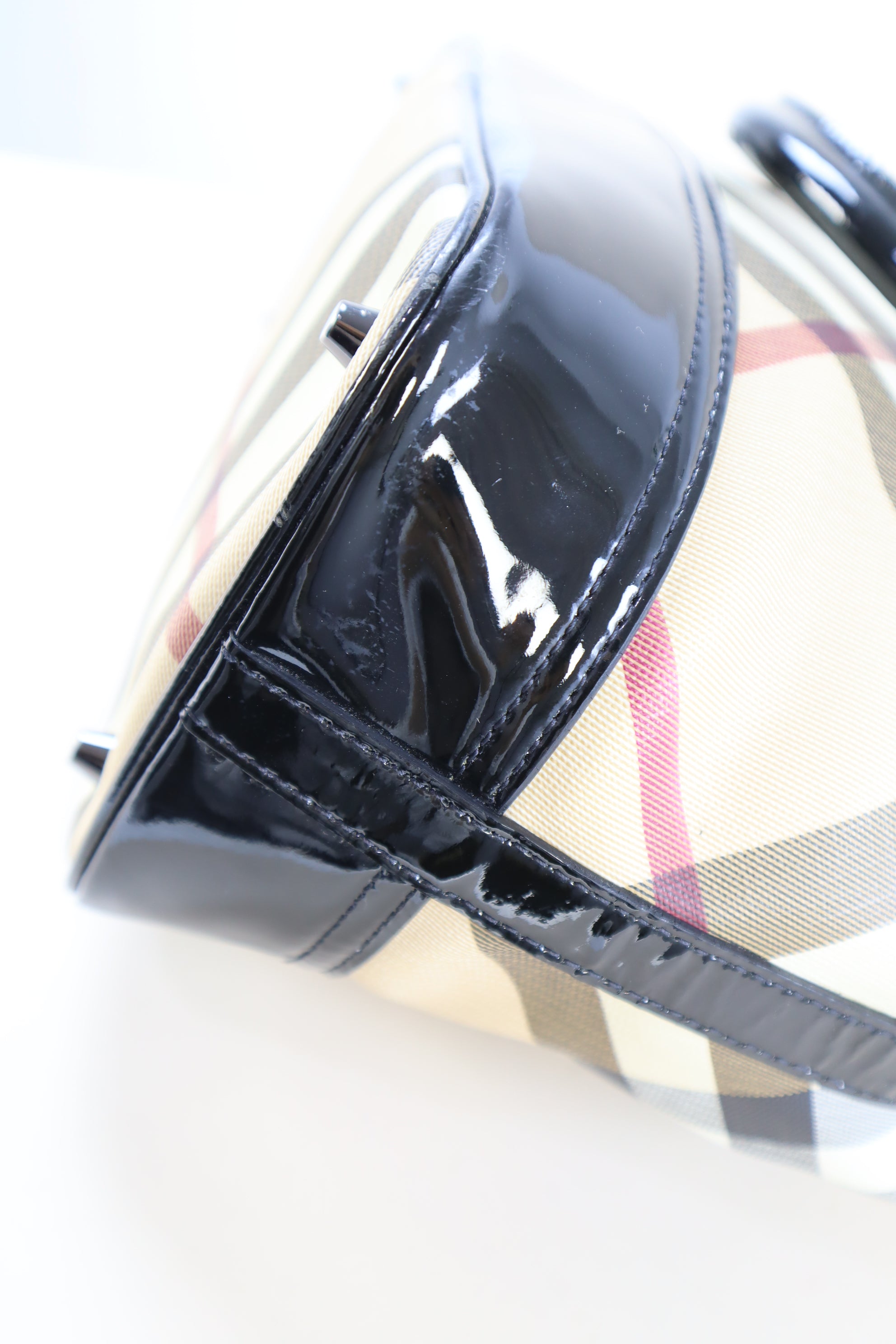 Burberry Black Nova Check Vernis Shoulder Bag