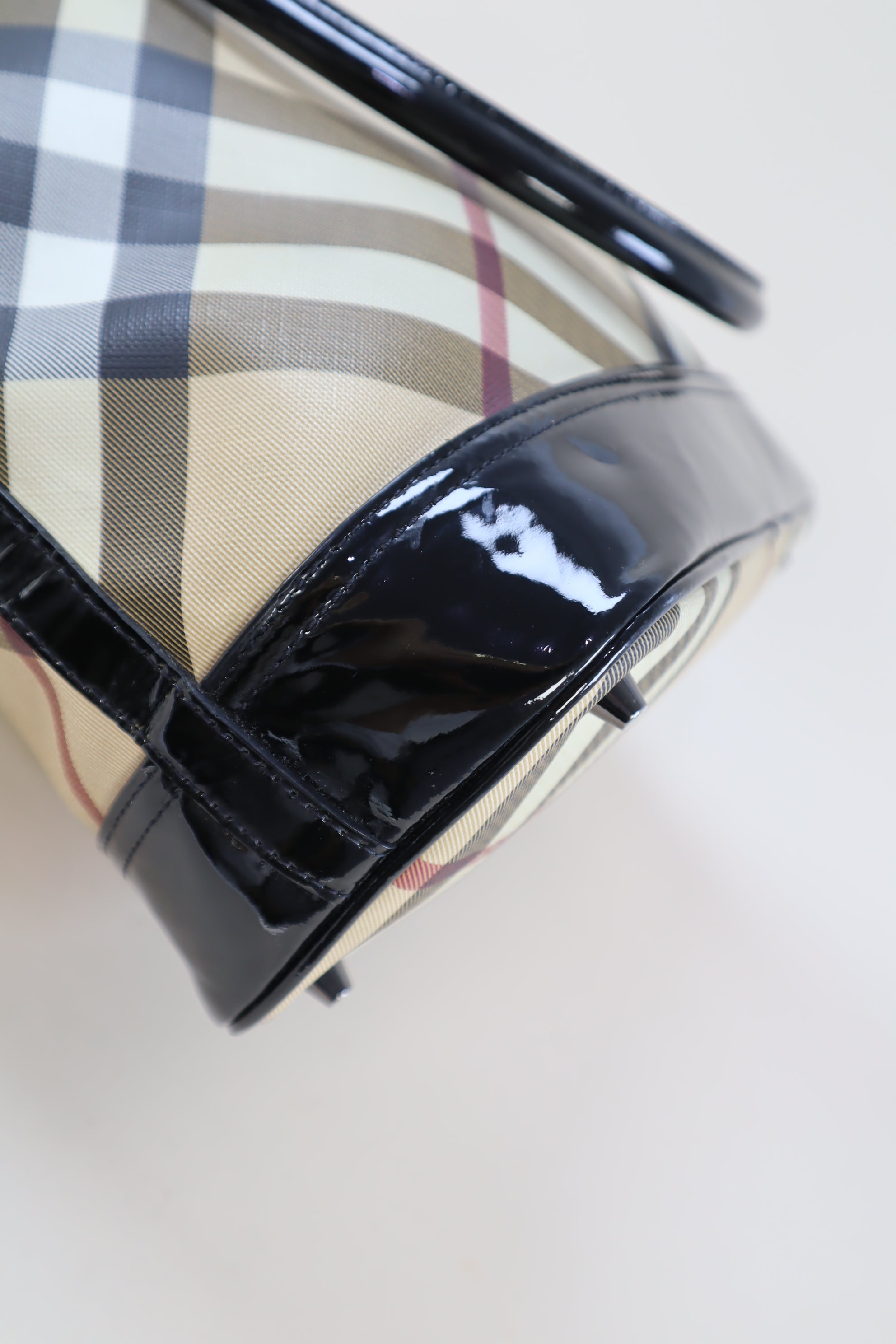 Burberry Black Nova Check Vernis Shoulder Bag