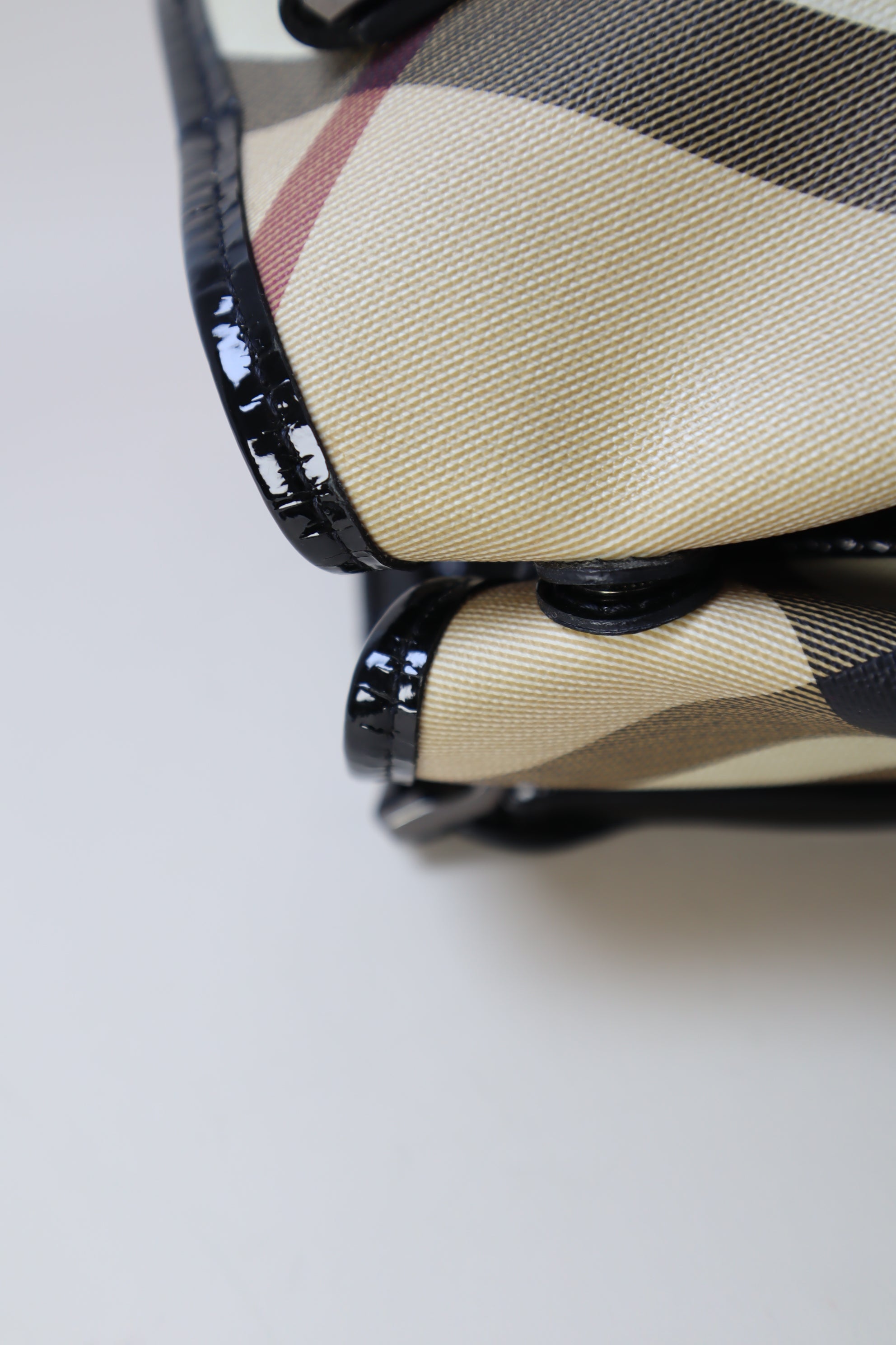 Burberry Black Nova Check Vernis Shoulder Bag