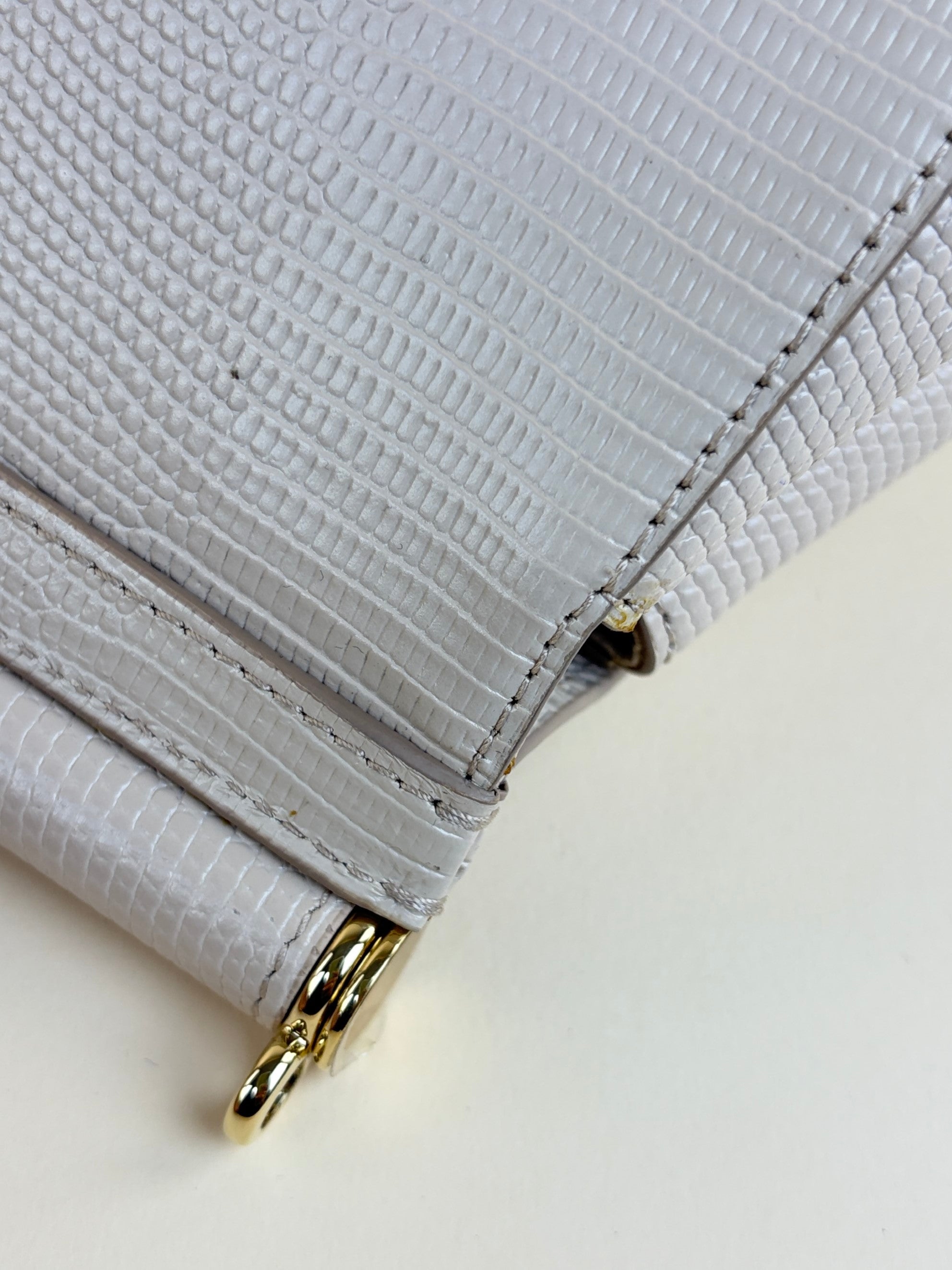 Dolce & Gabbana beige lizard embossed sicily bag with crystal DG logo medium
