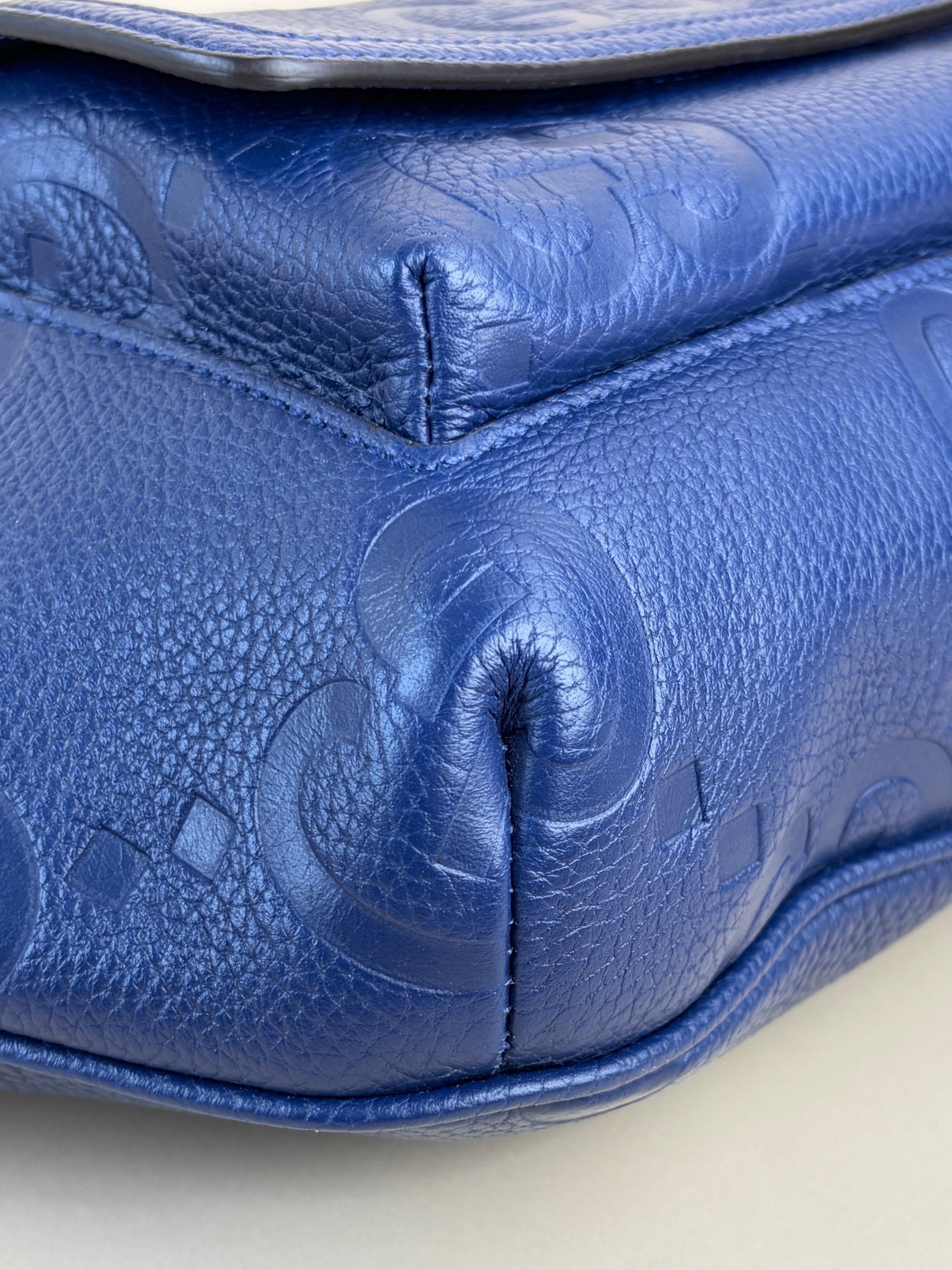 Gucci blue embossed calfskin Piombo gg pocket beltbag