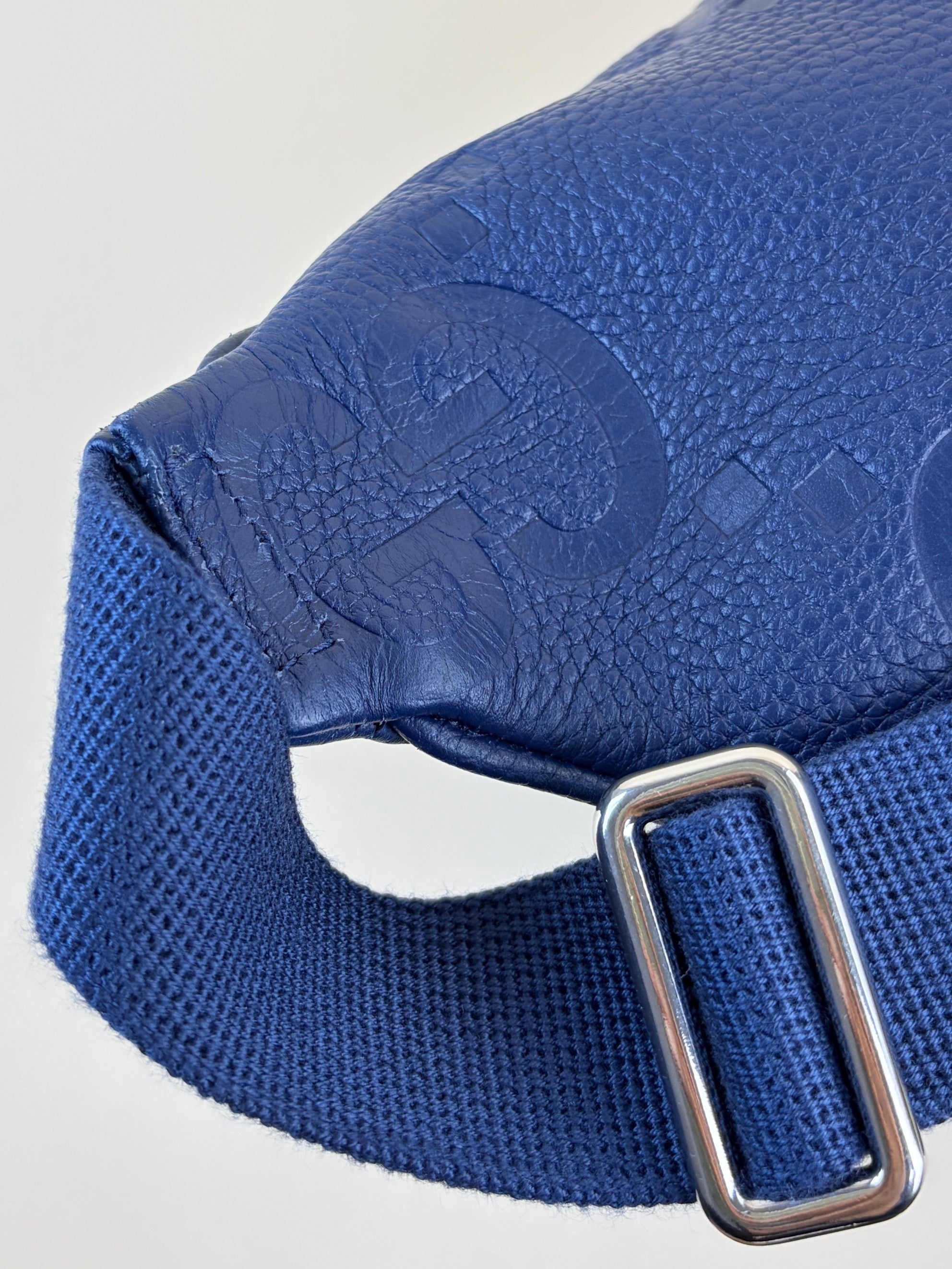 Gucci blue embossed calfskin Piombo gg pocket beltbag