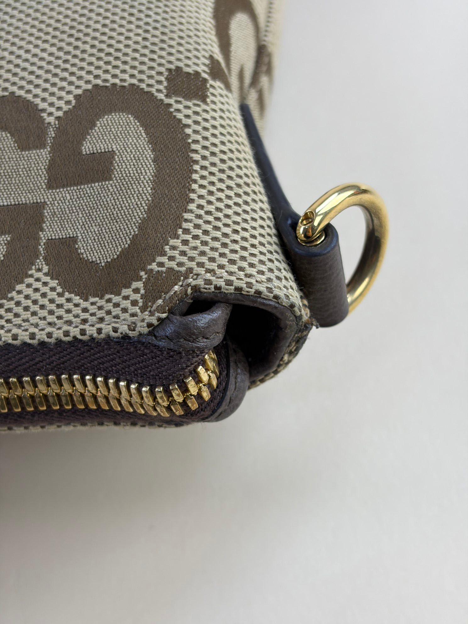 Gucci Brown GG Jumbo Wristlet Messenger Bag