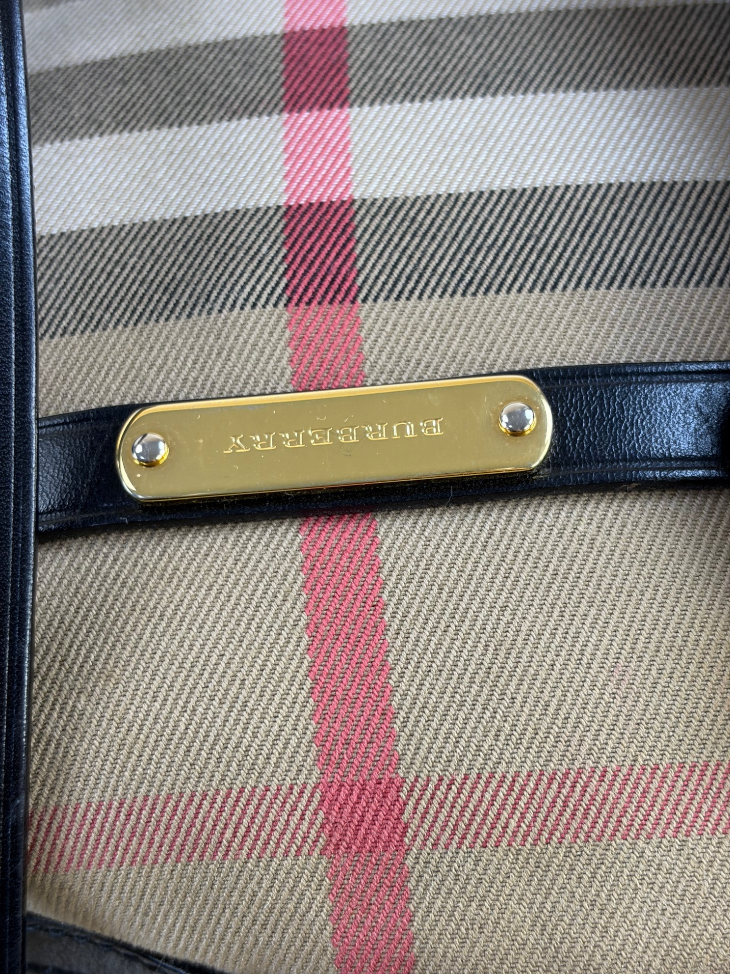 Burberry Black Small Orchard Bowling House Check Tote Bag with Strap