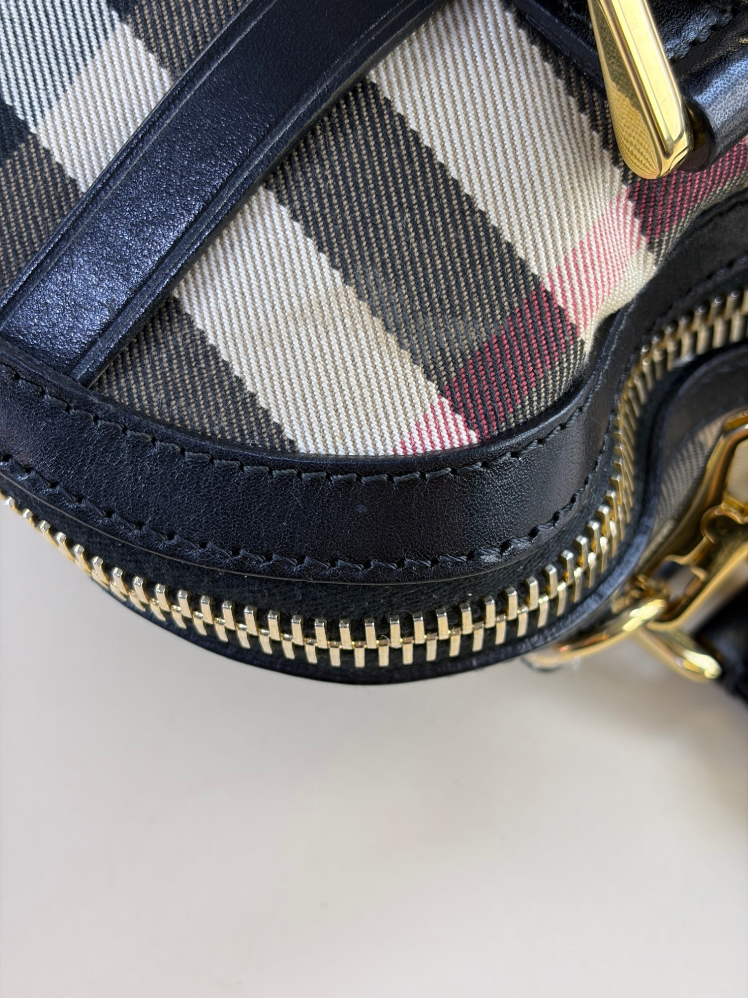 Burberry Black Small Orchard Bowling House Check Tote Bag with Strap