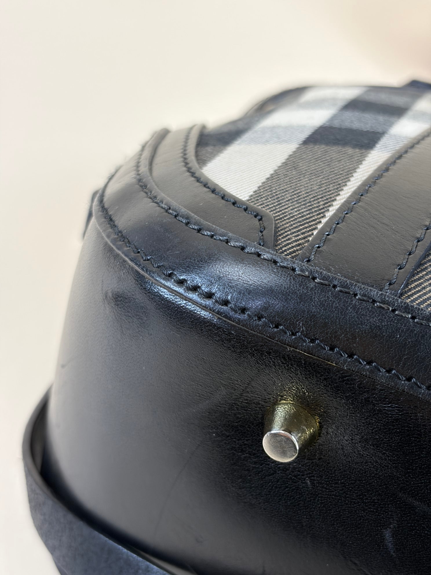 Burberry Black Small Orchard Bowling House Check Tote Bag with Strap