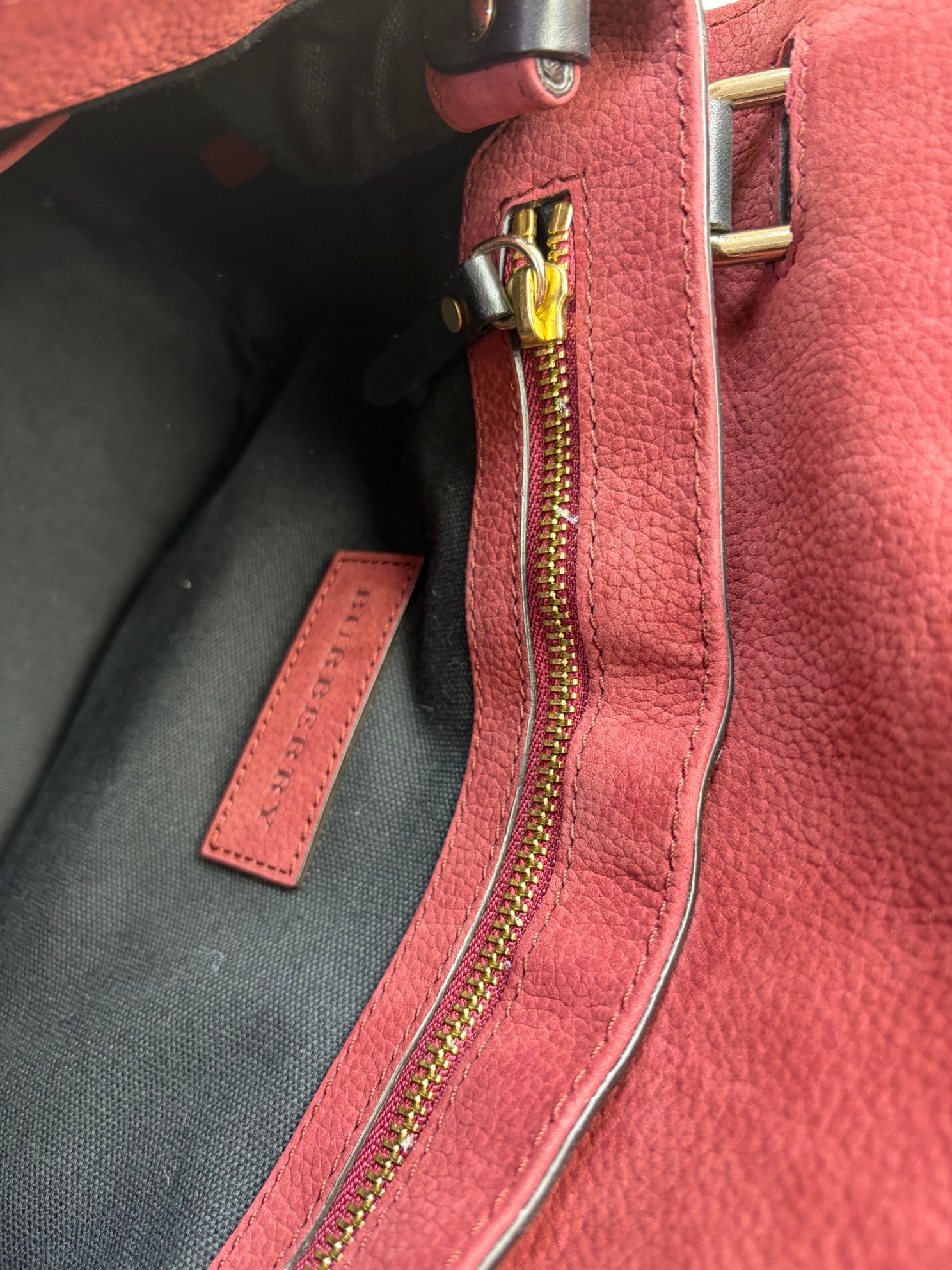 Burberry Red Shellwood Suede Buckle Flap Crossbody Bag