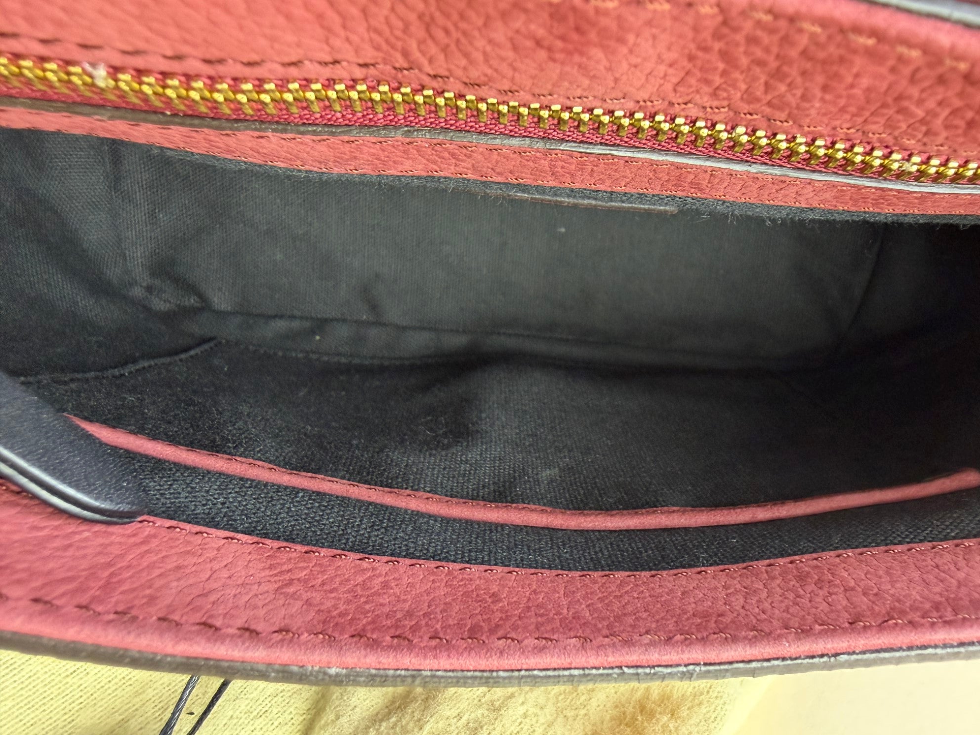 Burberry Red Shellwood Suede Buckle Flap Crossbody Bag