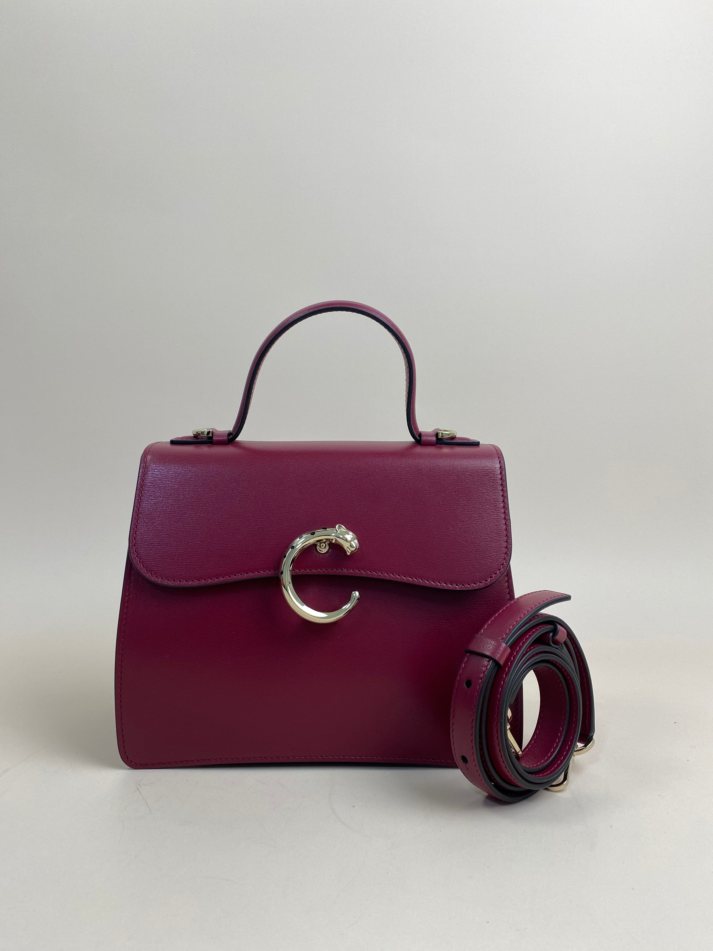 Cartier Red Small Model Panthere De Cartier Top Handle Bag
