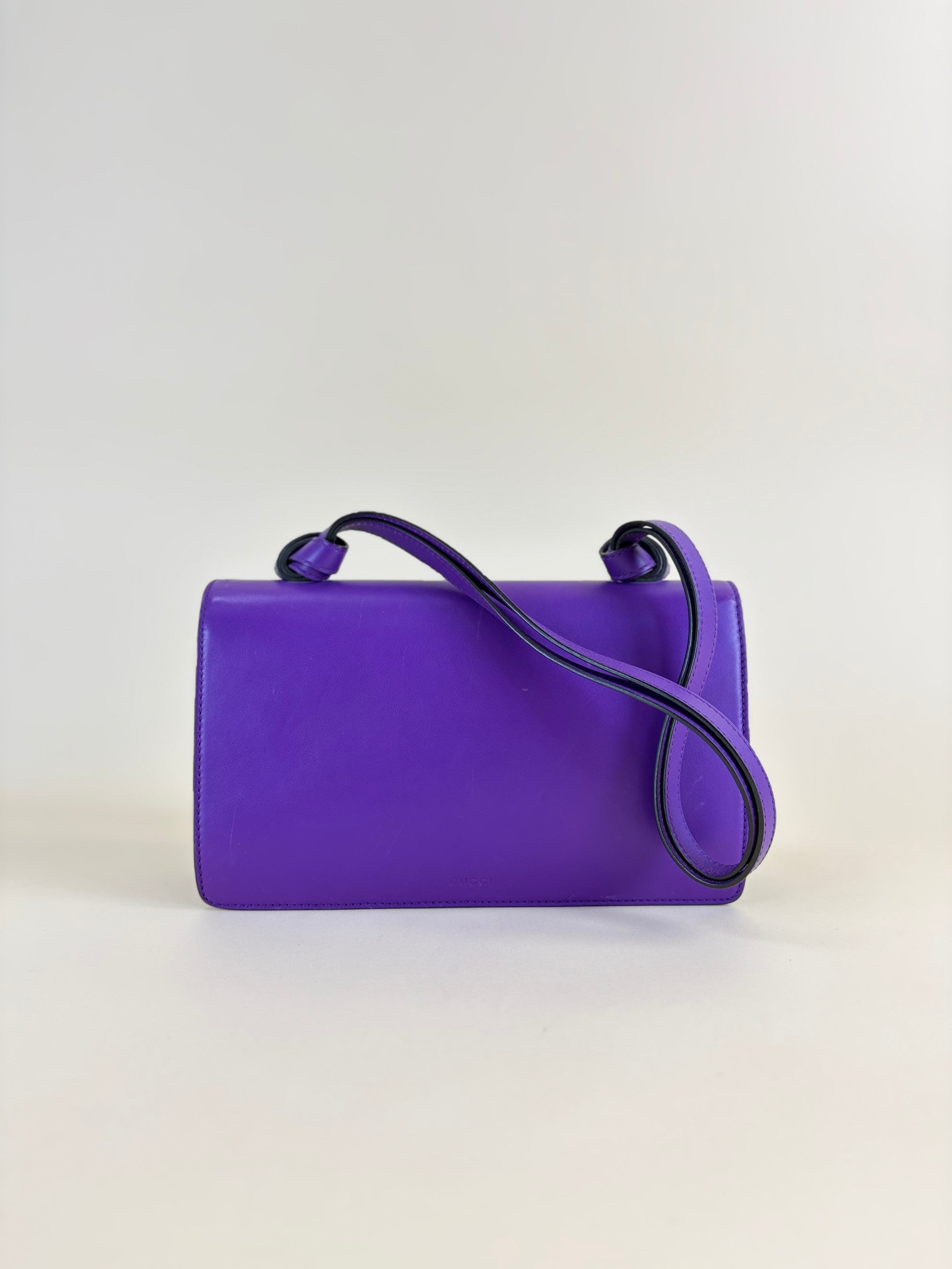 Gucci purple calf skin leather animalier shoulder bag