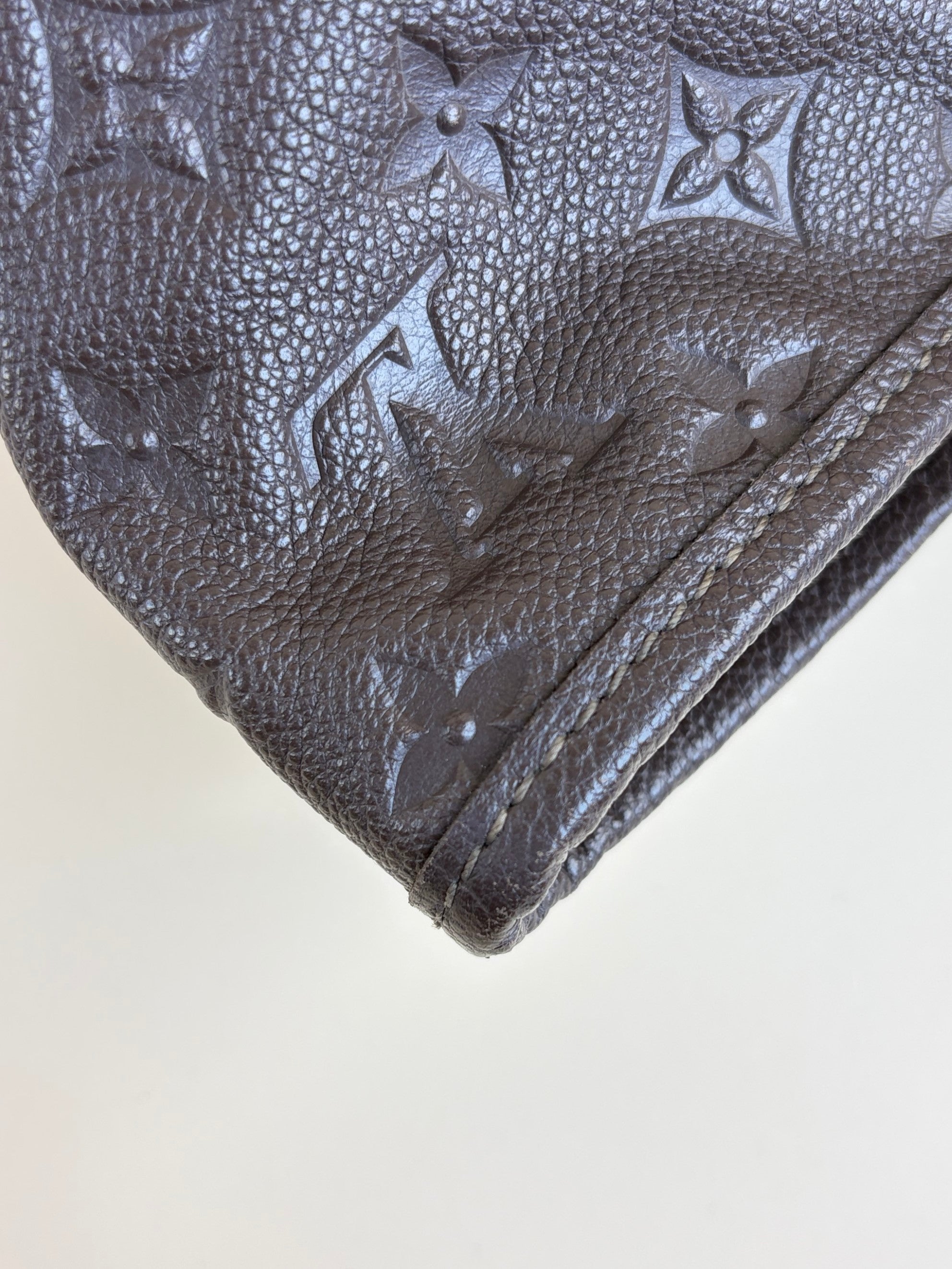 louis Vuitton choclate brown monogram empreinte leather citadine