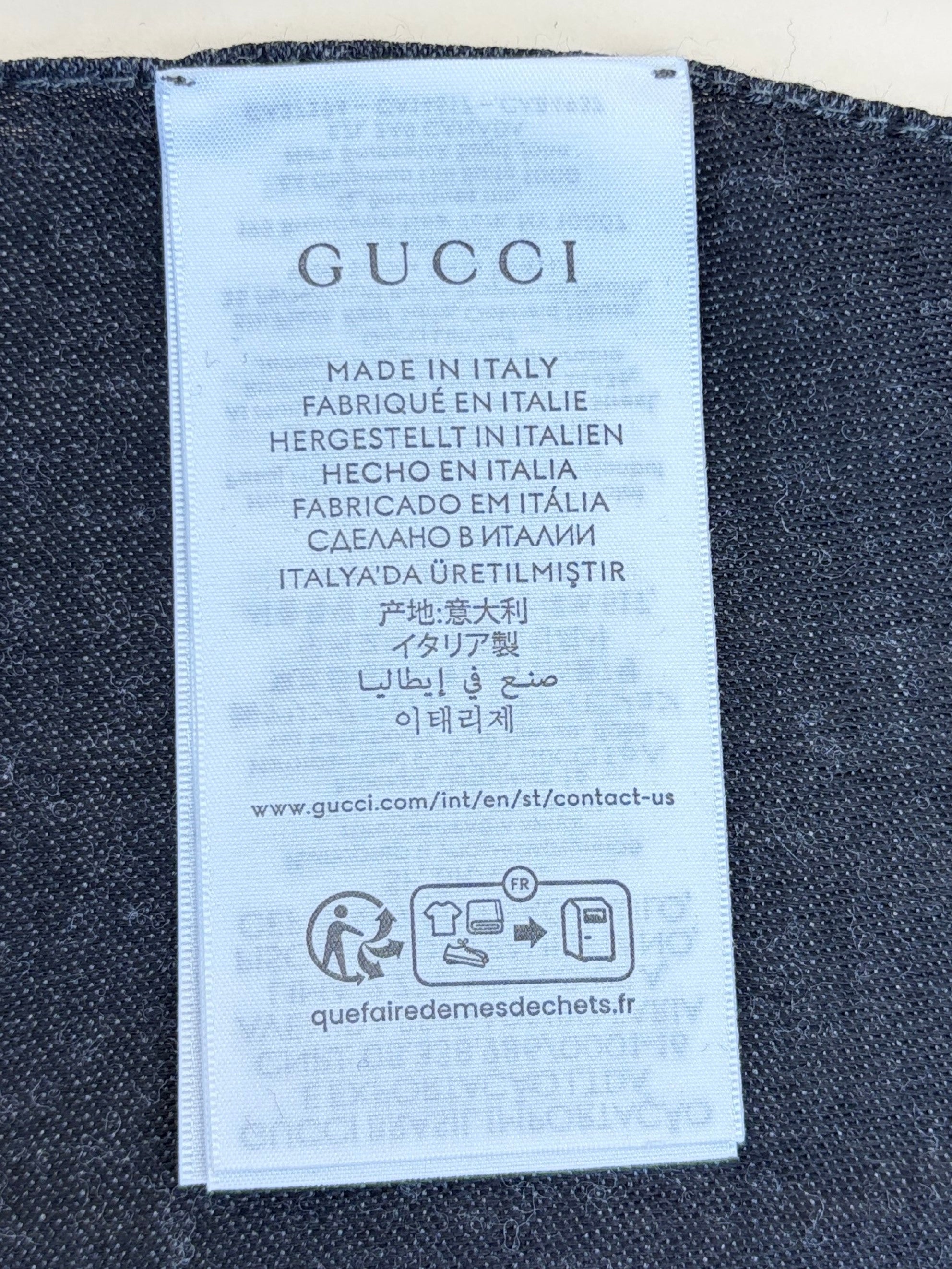 Gucci grey &black GG monogram silk Scarf