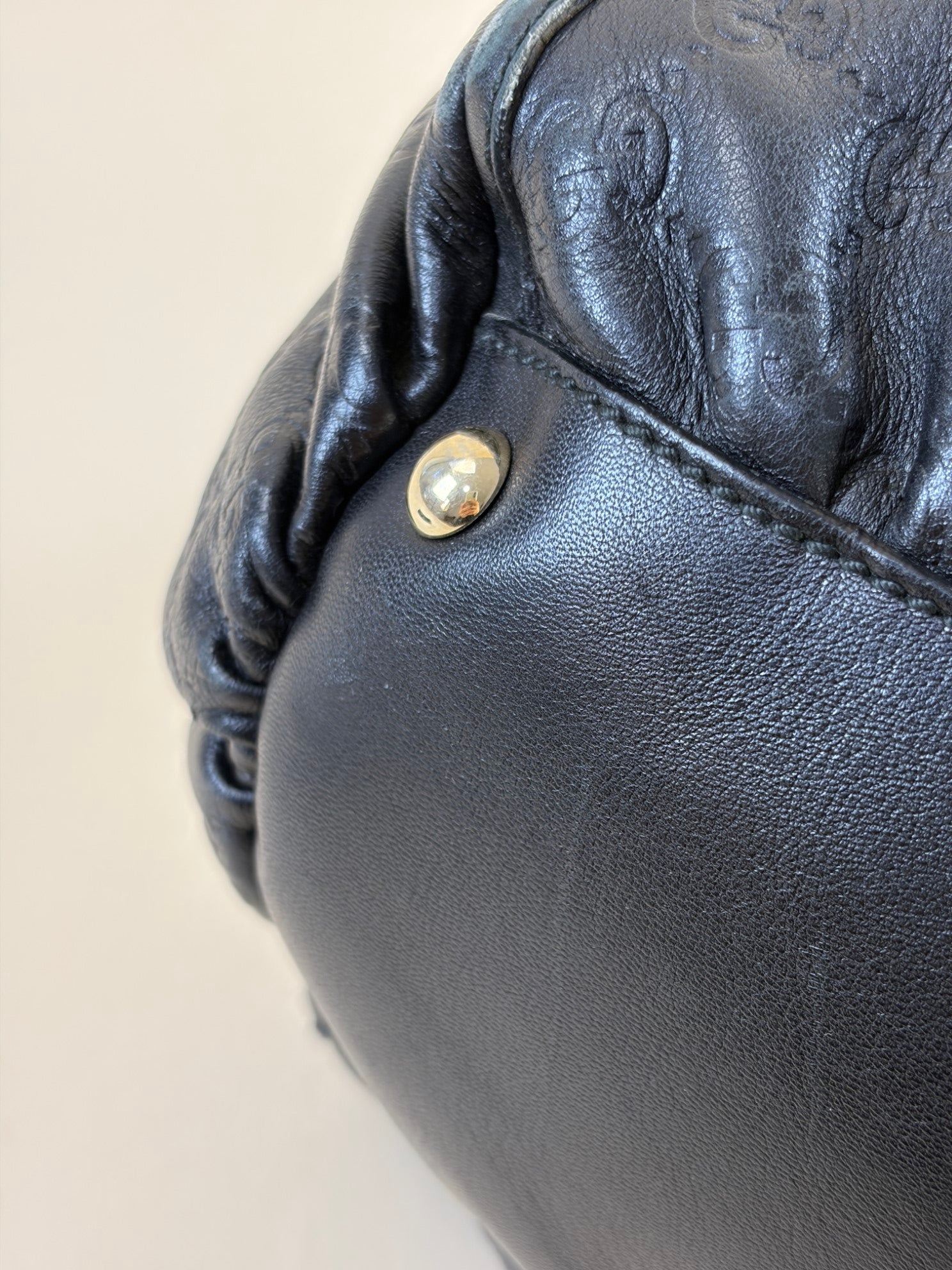 Gucci Black Guccissima D-Ring Hobo Large Bag