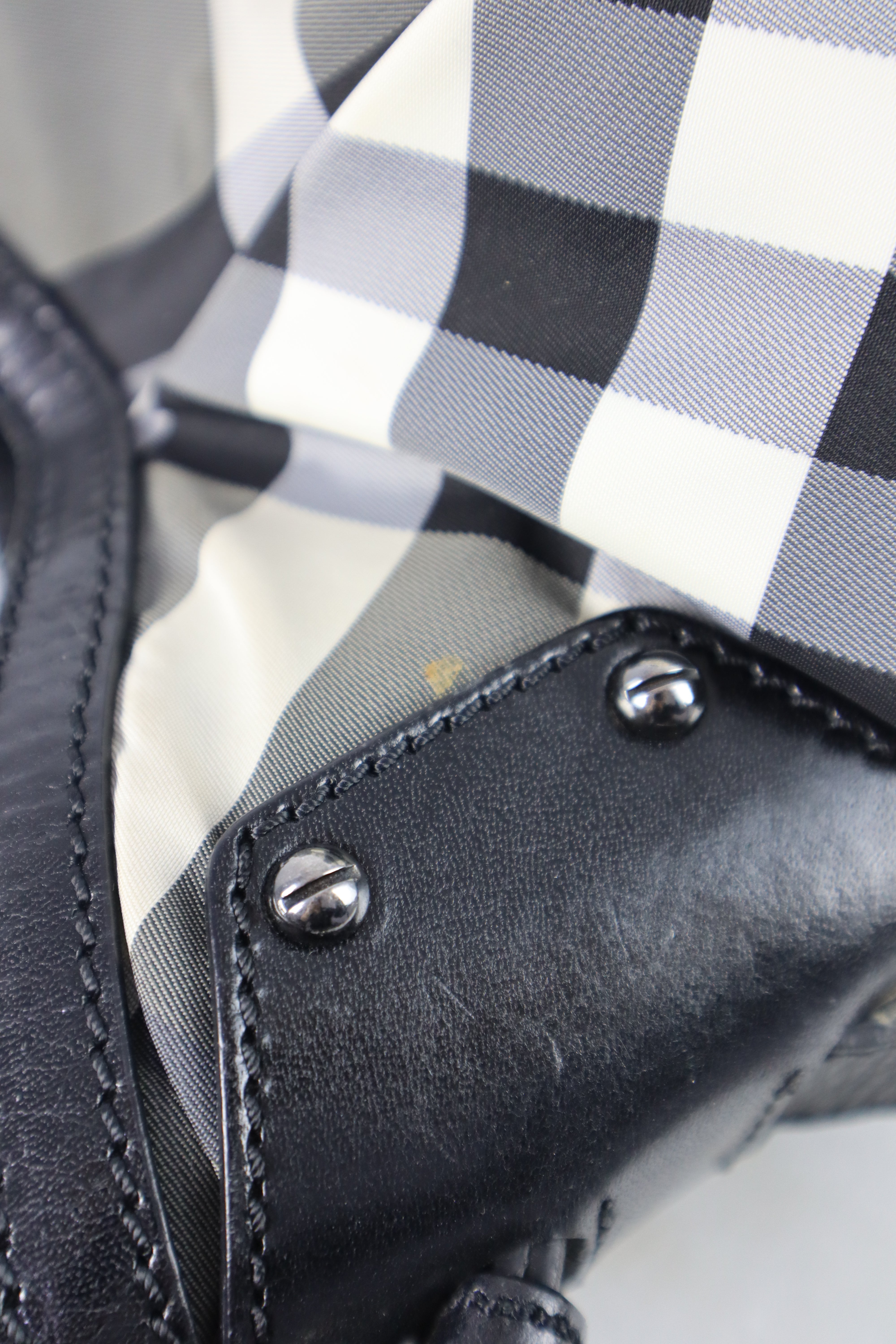 Burberry Black Beat Check Nylon Hobo Bag W/ Shoulder Strap