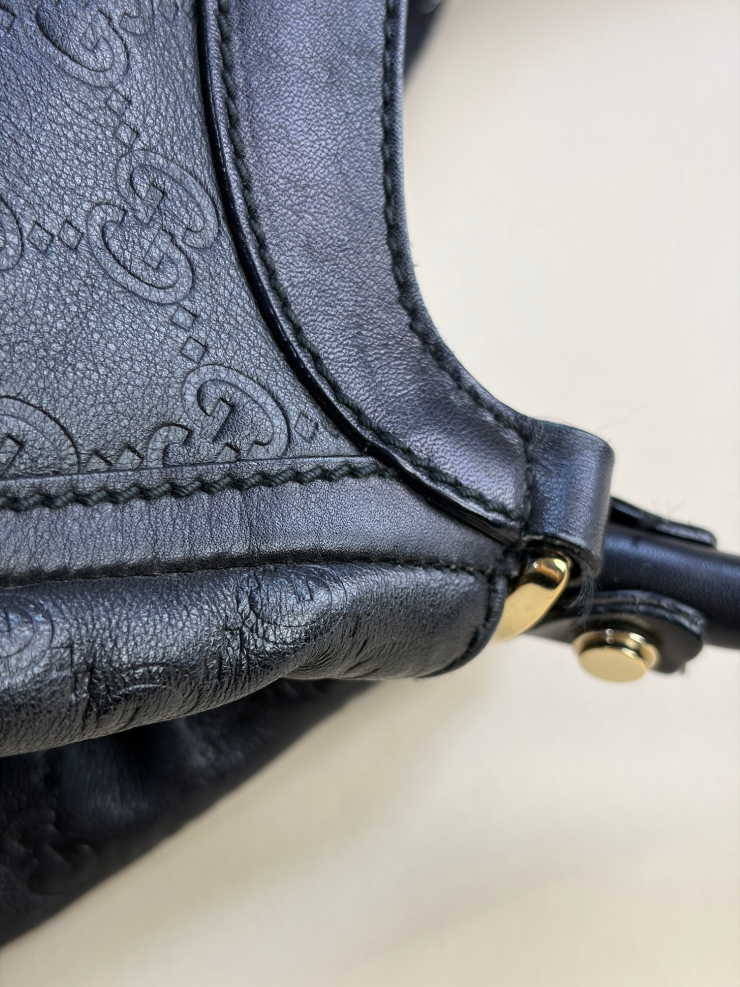 Gucci Black Guccissima D-Ring Hobo Large Bag