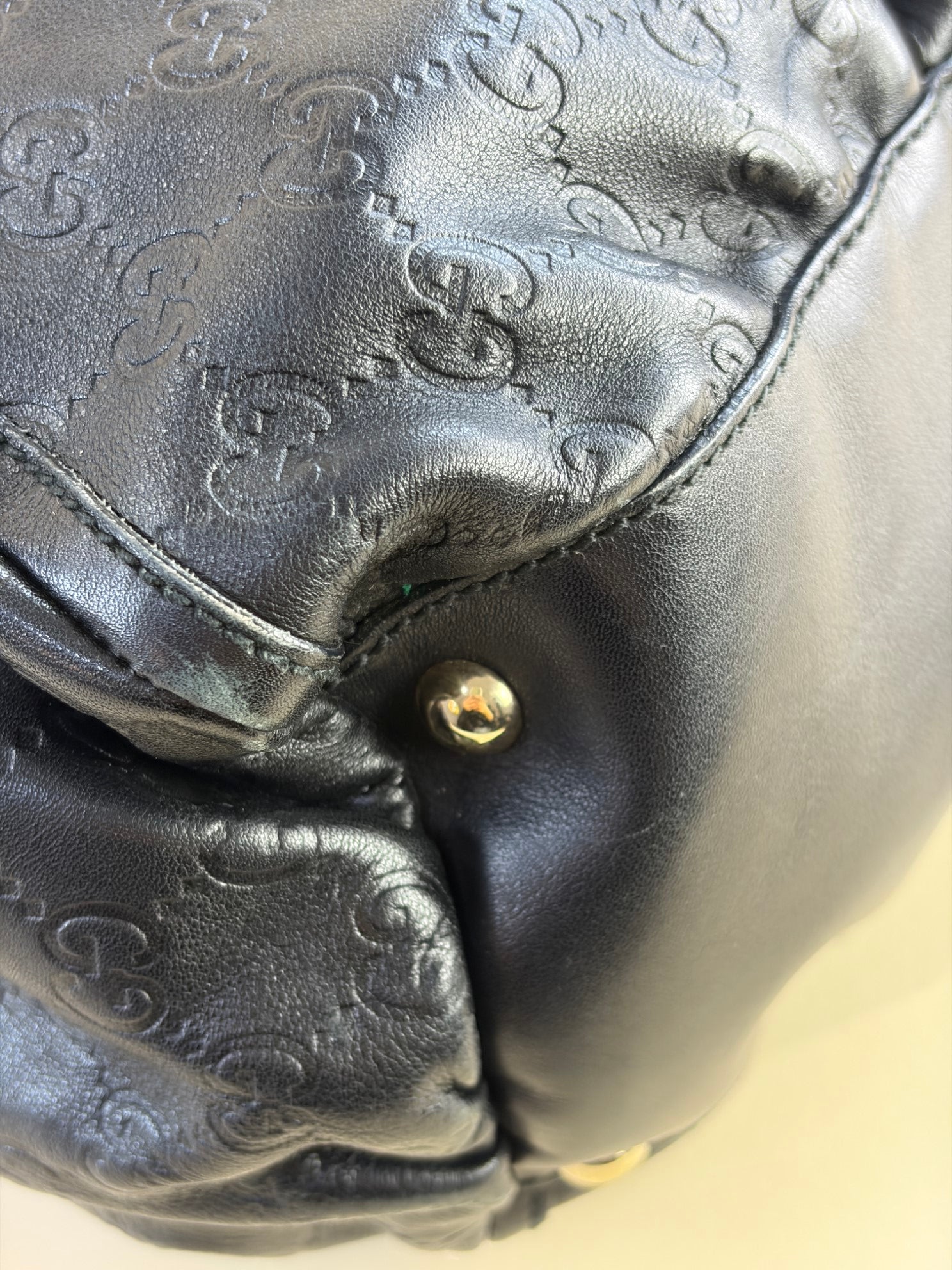 Gucci Black Guccissima D-Ring Hobo Large Bag