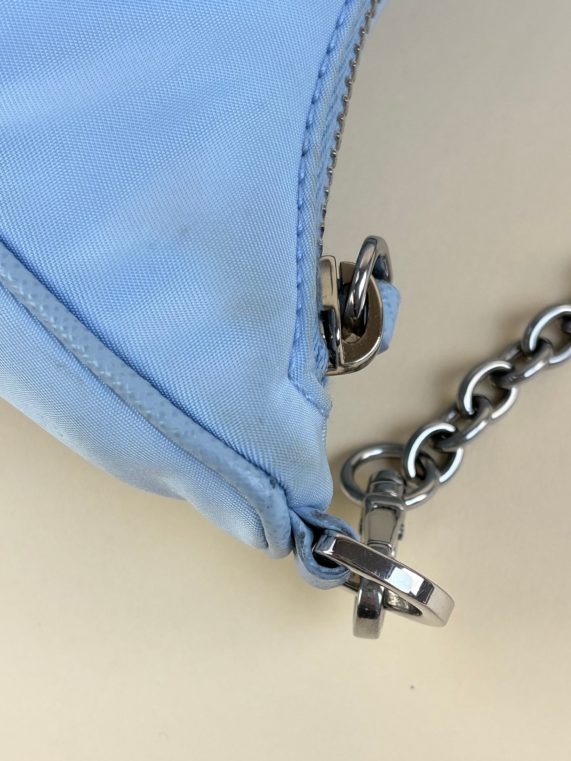 Prada baby blue nylon re-edition bag