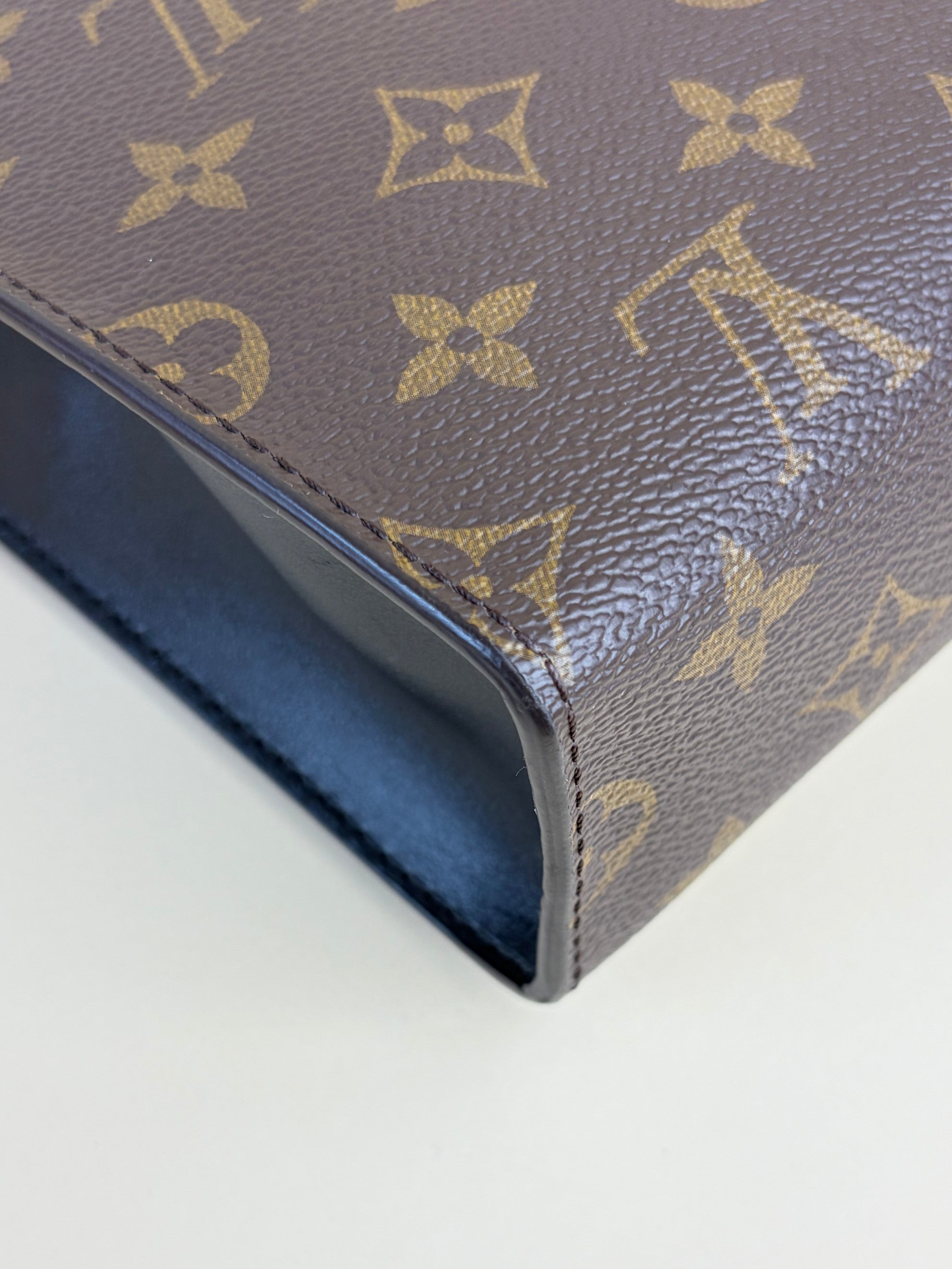 louis Vuitton black calfskin and monogram canvas toilette Mn pouch