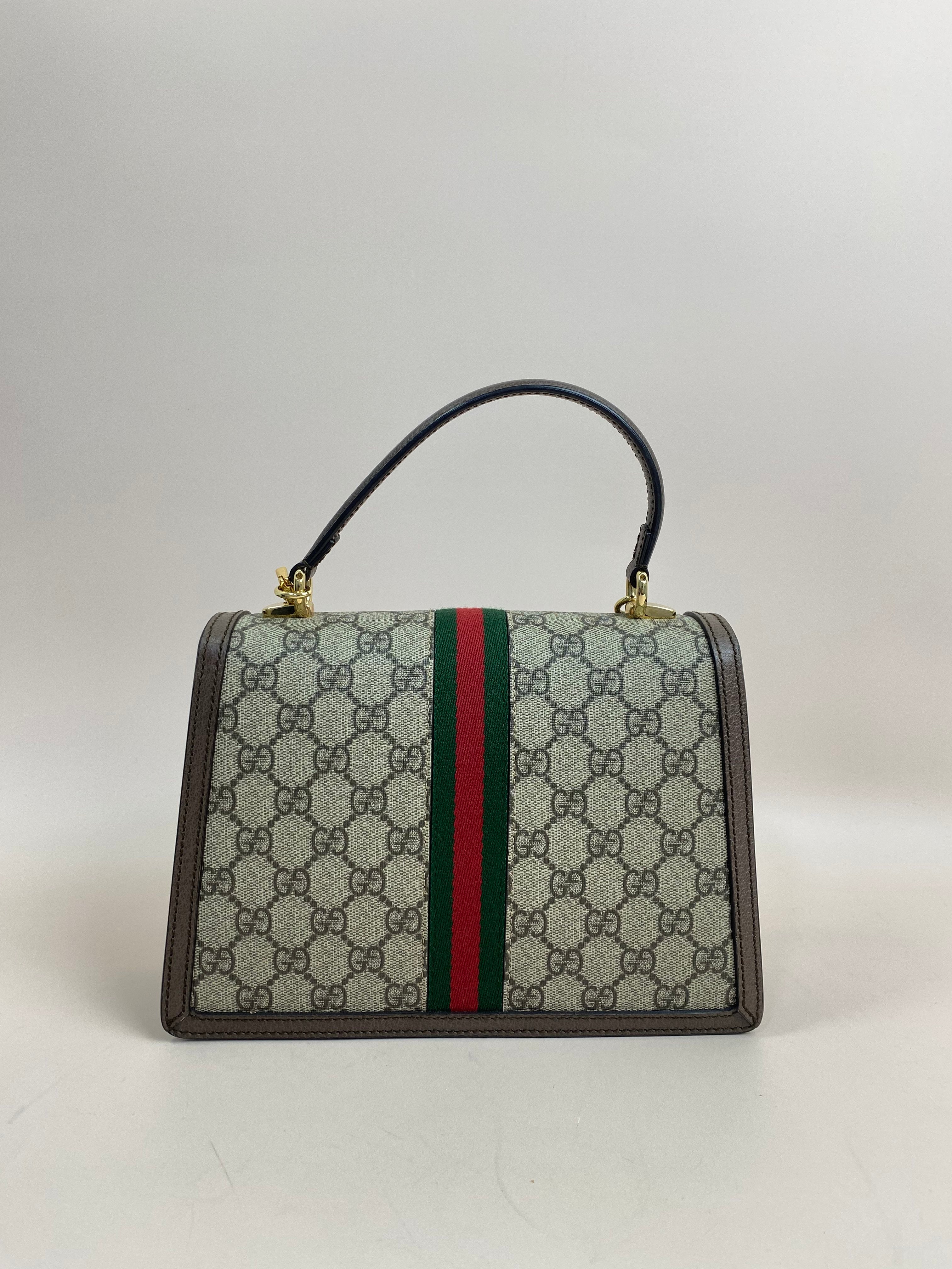 Gucci Bicolor GG Medium Ophidia Top Handle Bag with Strap