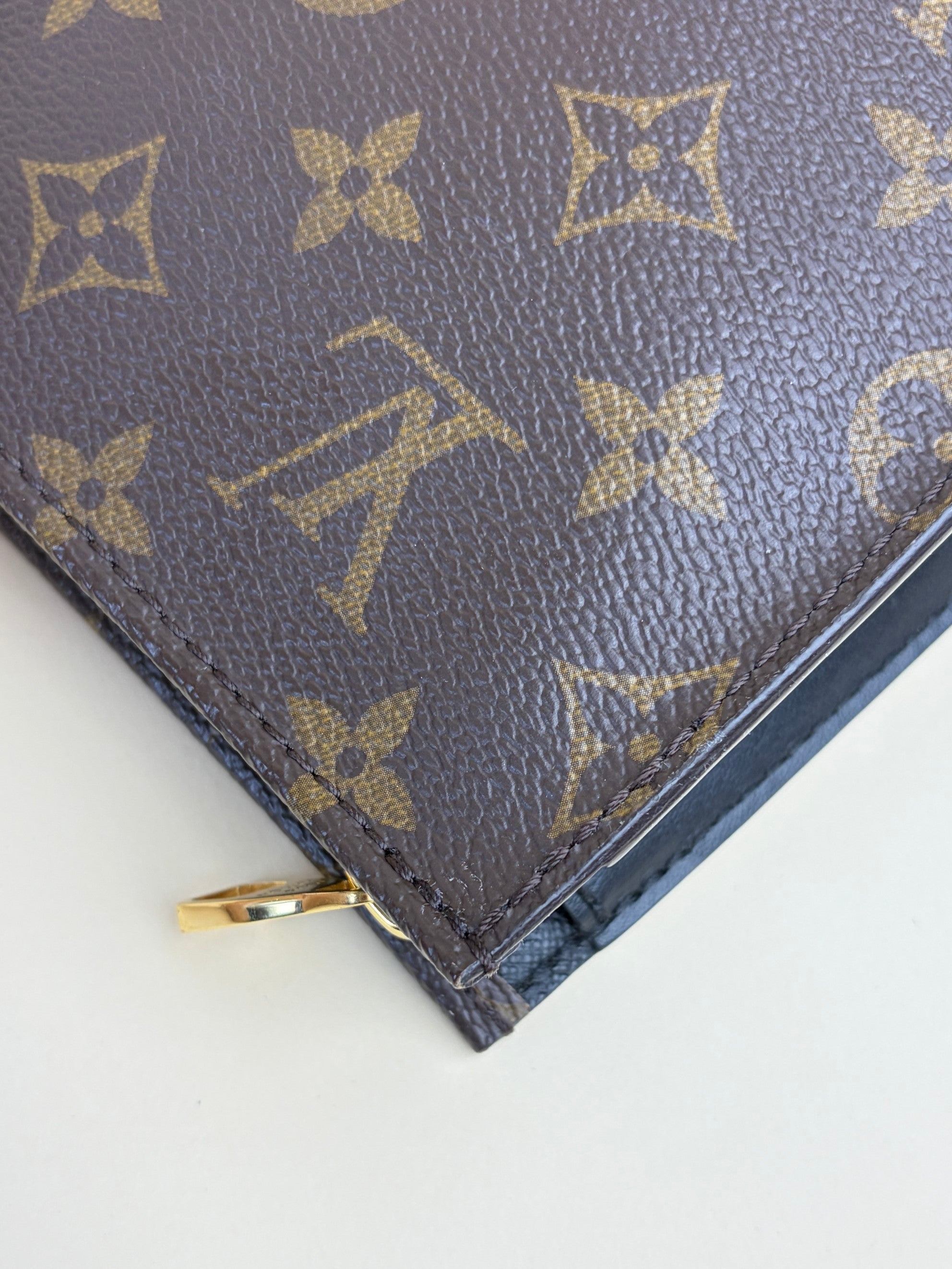louis Vuitton black calfskin and monogram canvas toilette Mn pouch
