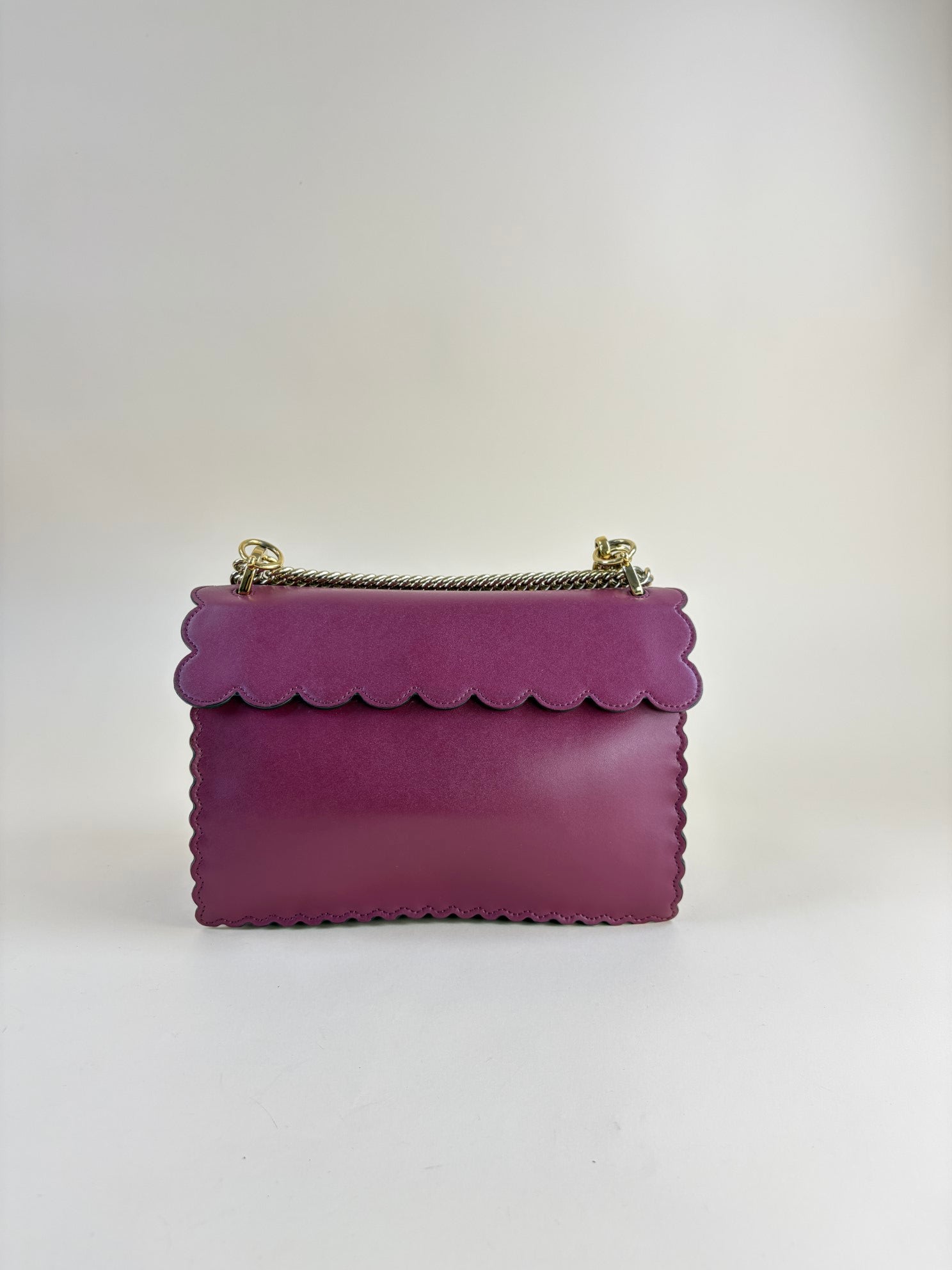 Fendi scalloped studded large black cherry Kan I shoulder bag