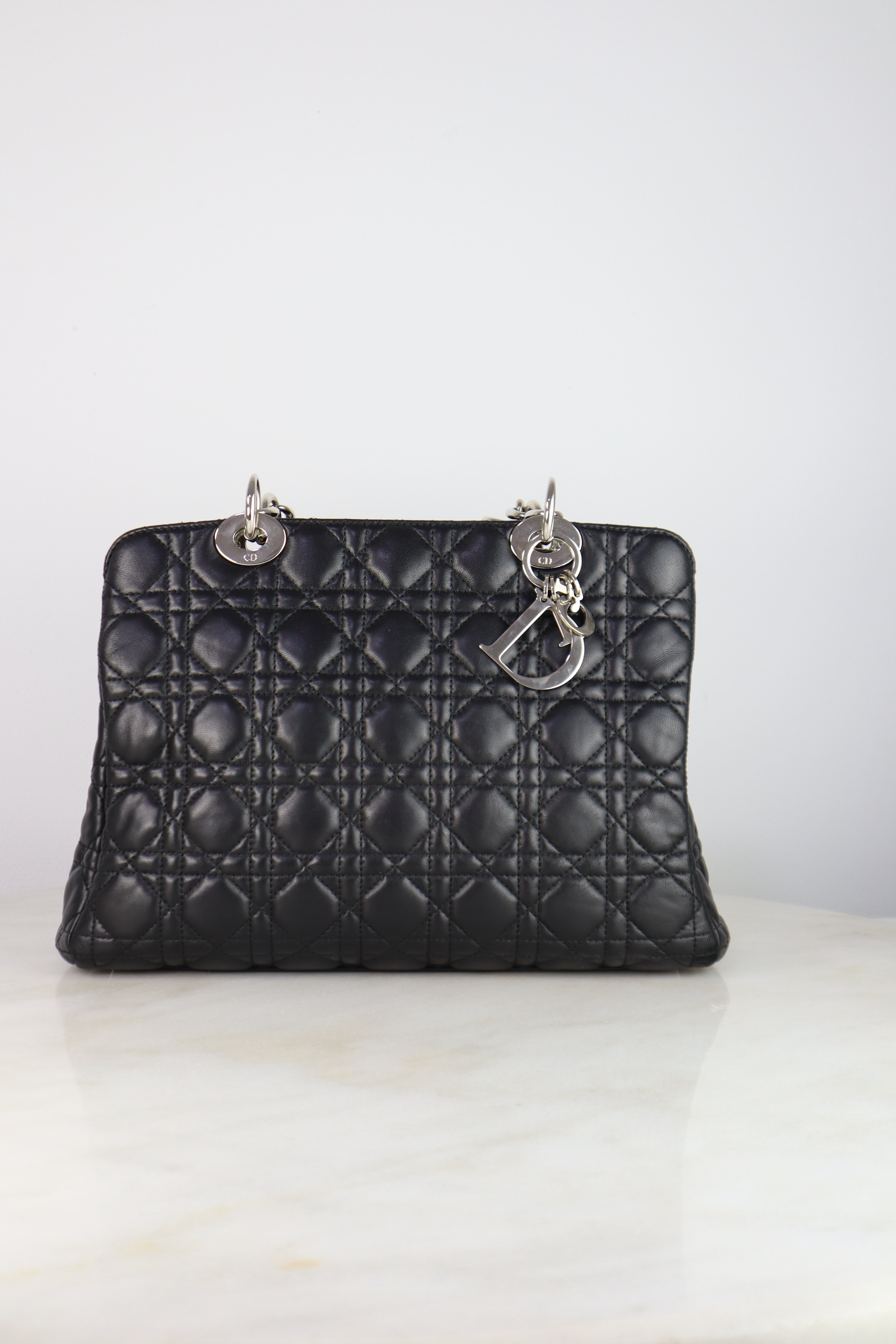 Christian Dior Black Cannage Quilted Medium Shoulder Bag