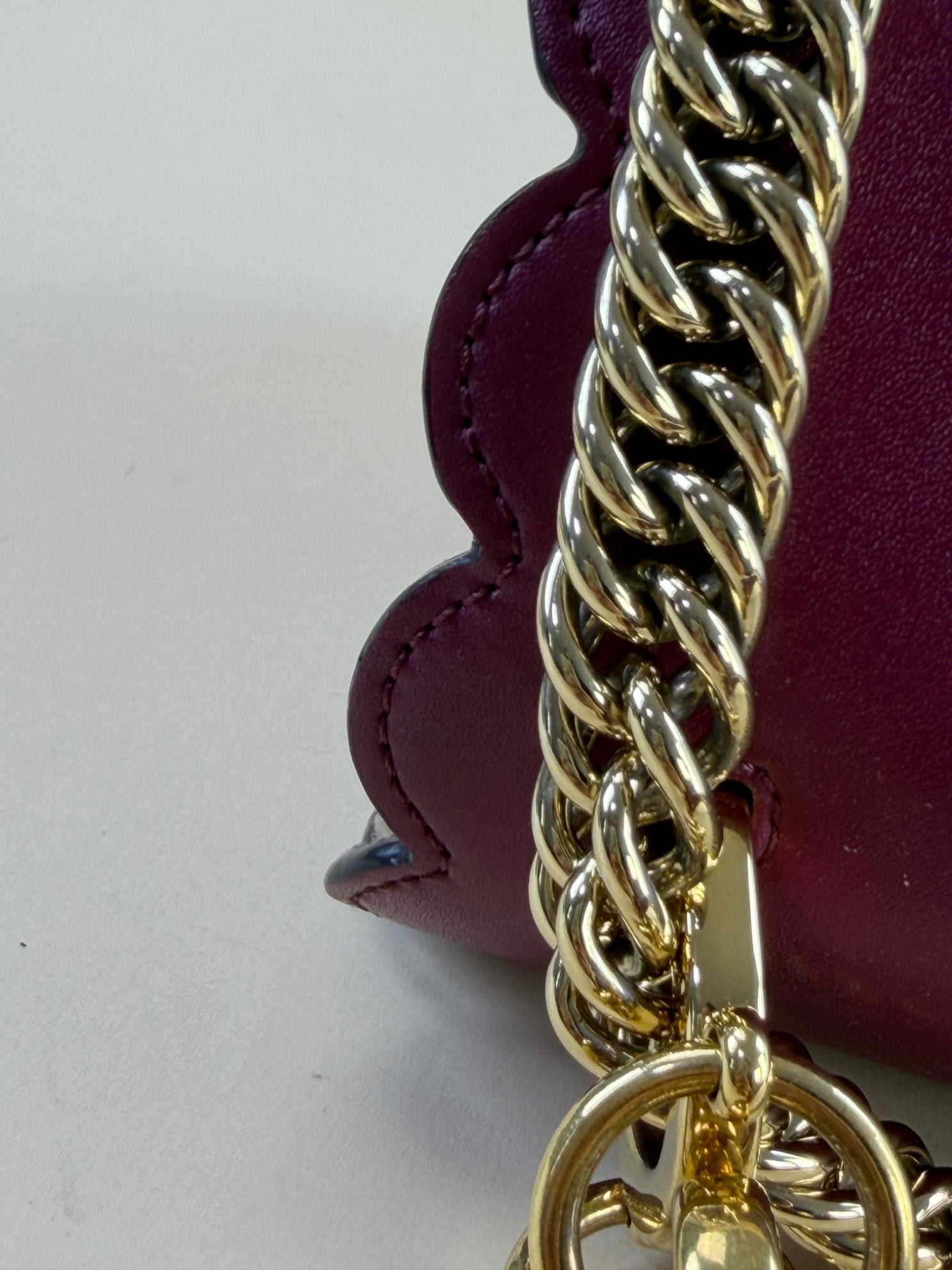 Fendi scalloped studded large black cherry Kan I shoulder bag