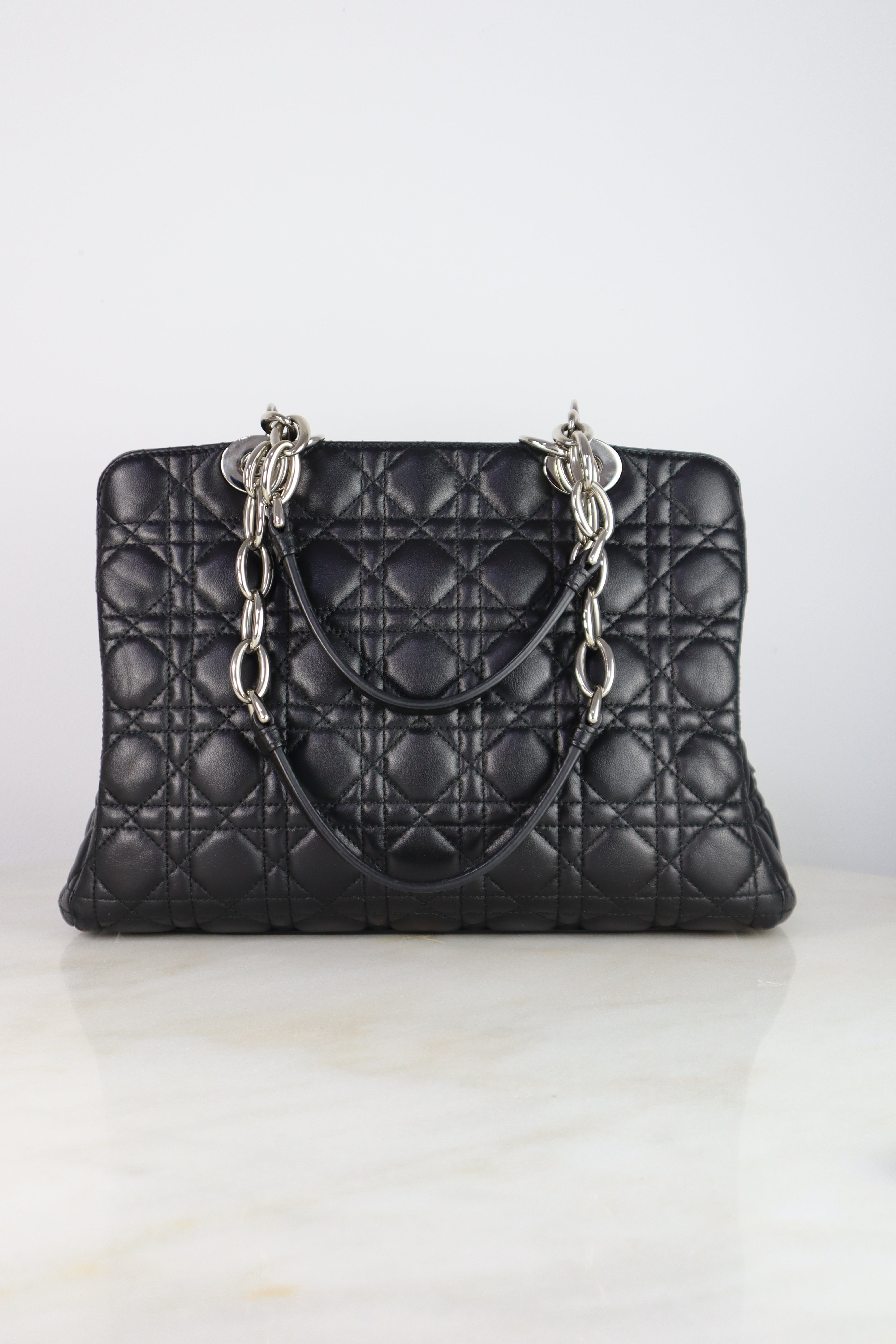 Christian Dior Black Cannage Quilted Medium Shoulder Bag