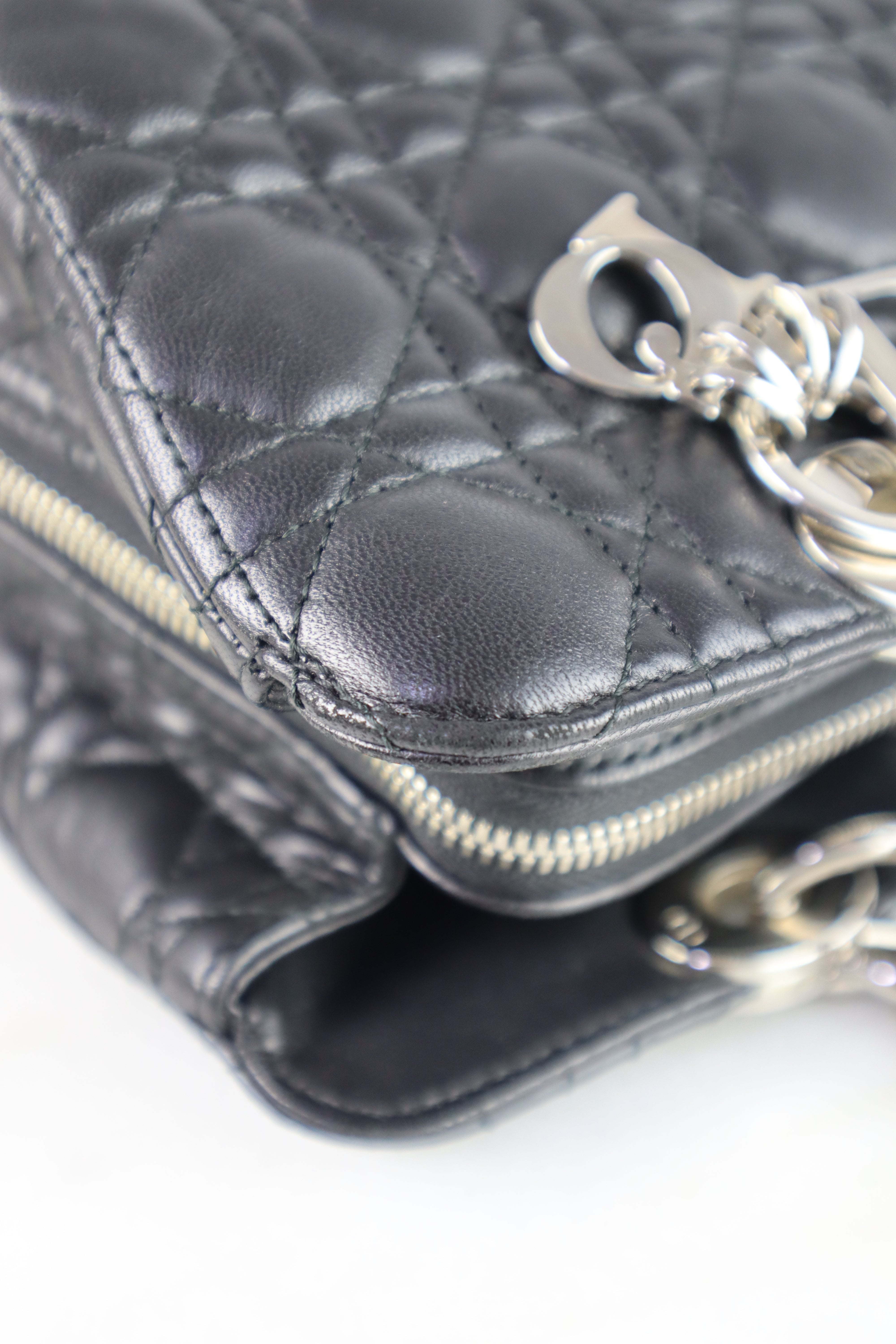 Christian Dior Black Cannage Quilted Medium Shoulder Bag