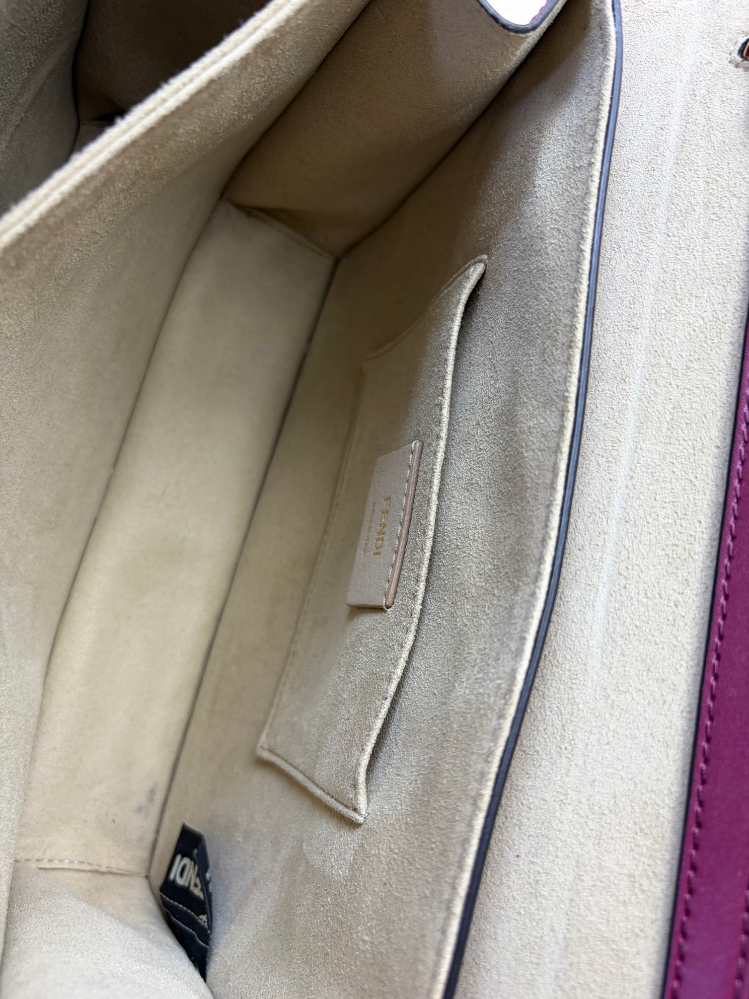 Fendi scalloped studded large black cherry Kan I shoulder bag