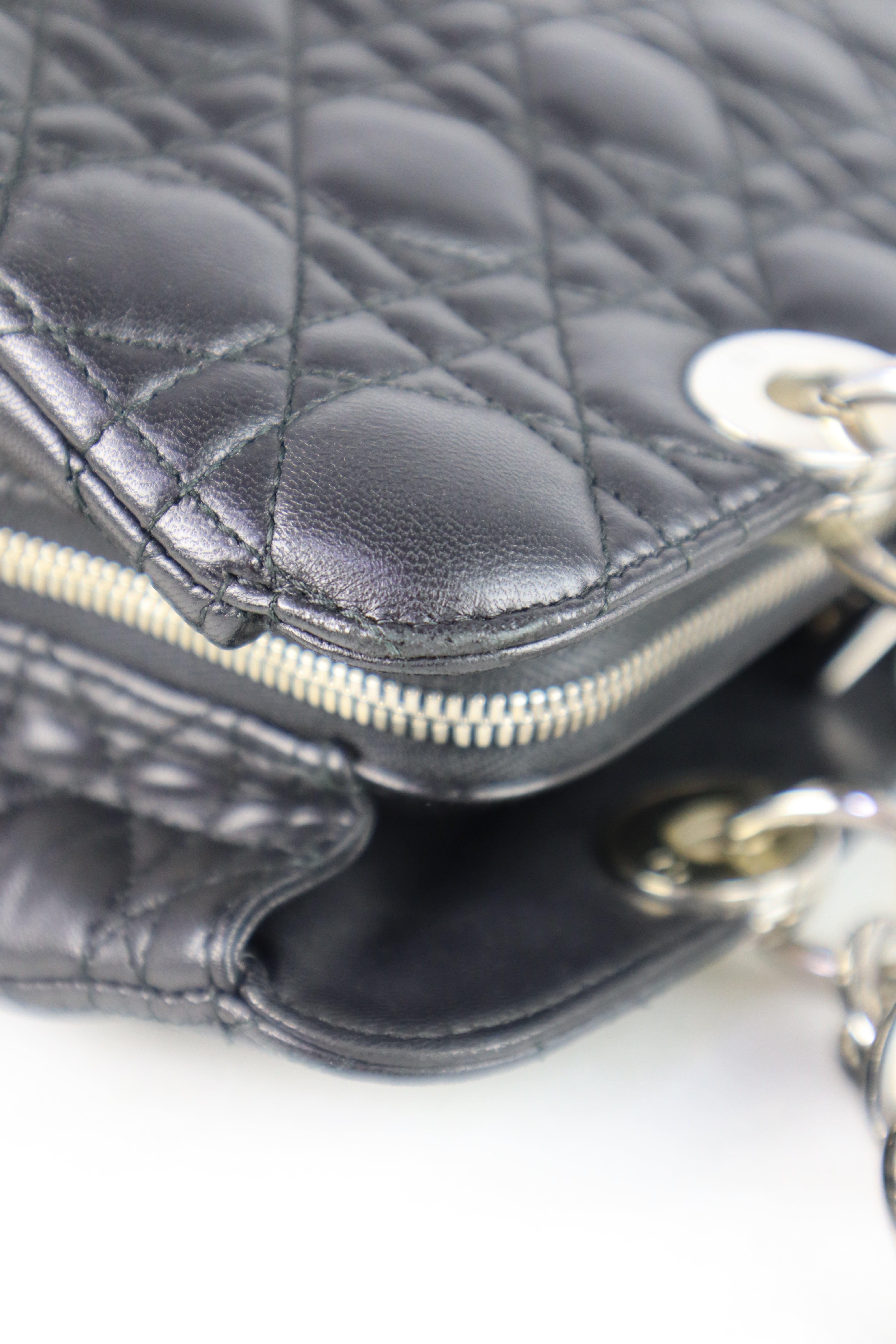 Christian Dior Black Cannage Quilted Medium Shoulder Bag