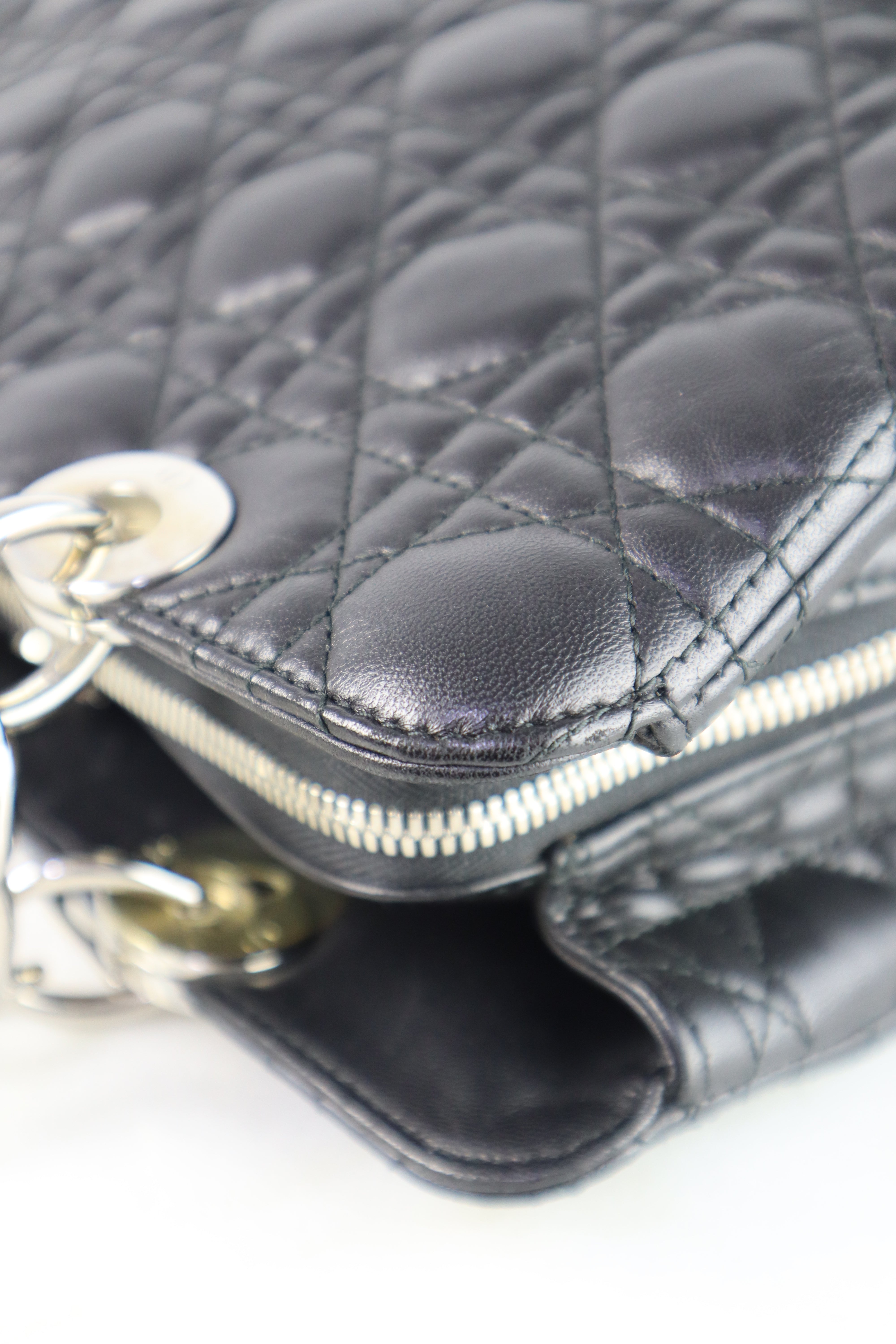 Christian Dior Black Cannage Quilted Medium Shoulder Bag