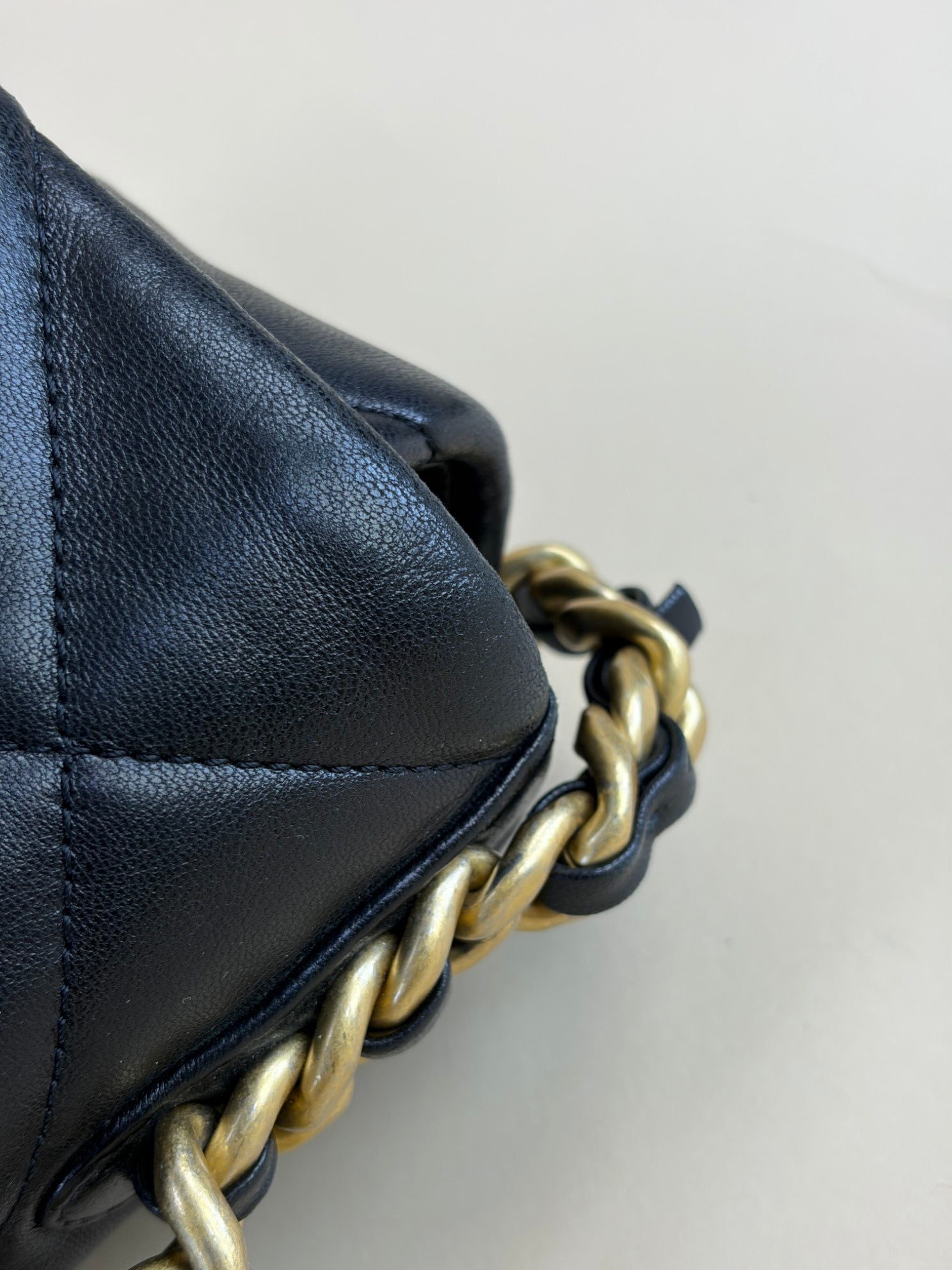 Chanel black bskin quilted 19flap large bag