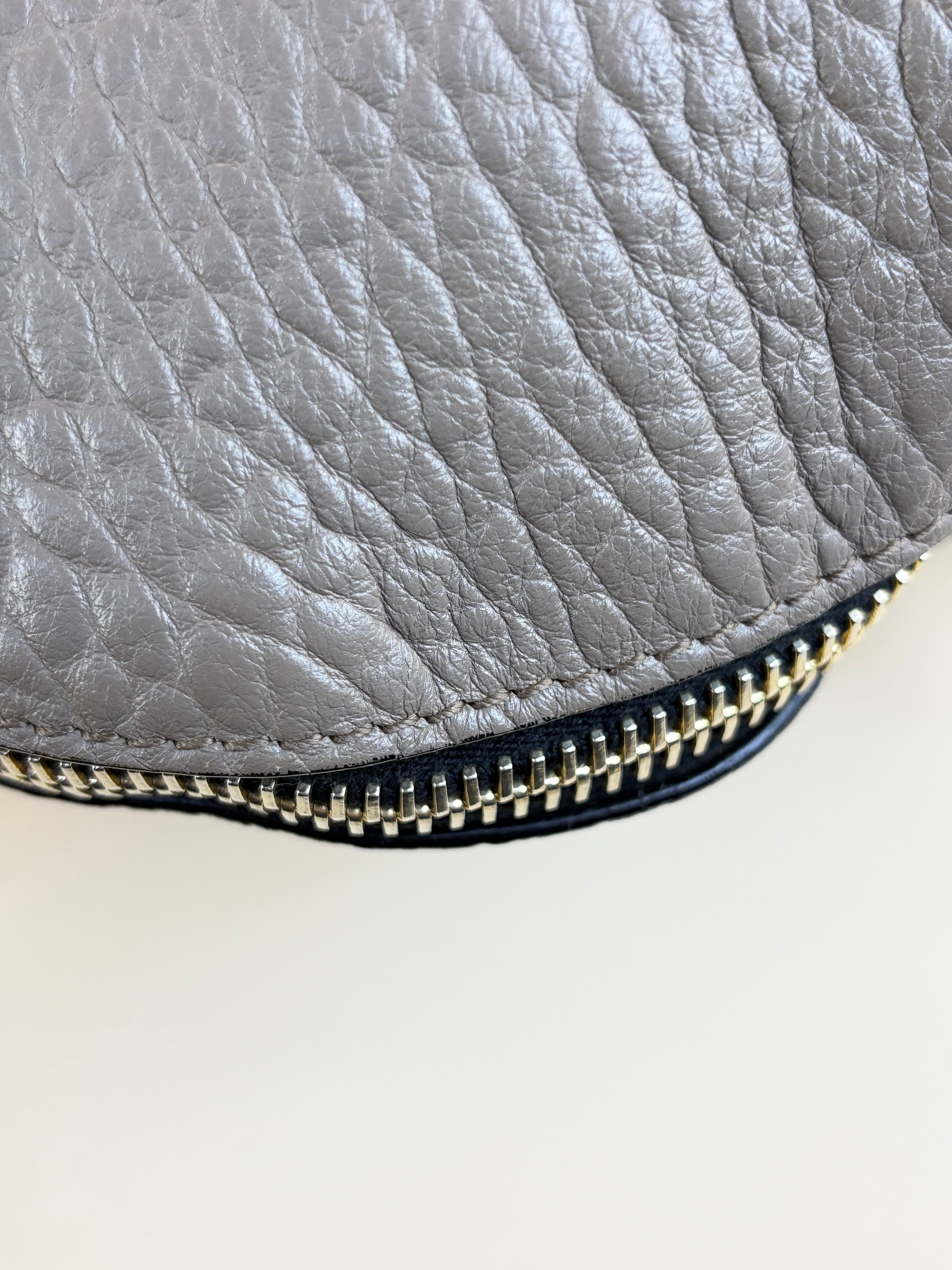 Burberry gray top handle orchard grain leather