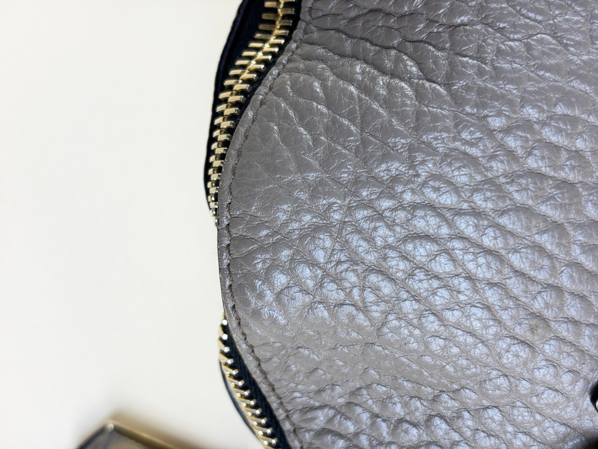 Burberry gray top handle orchard grain leather