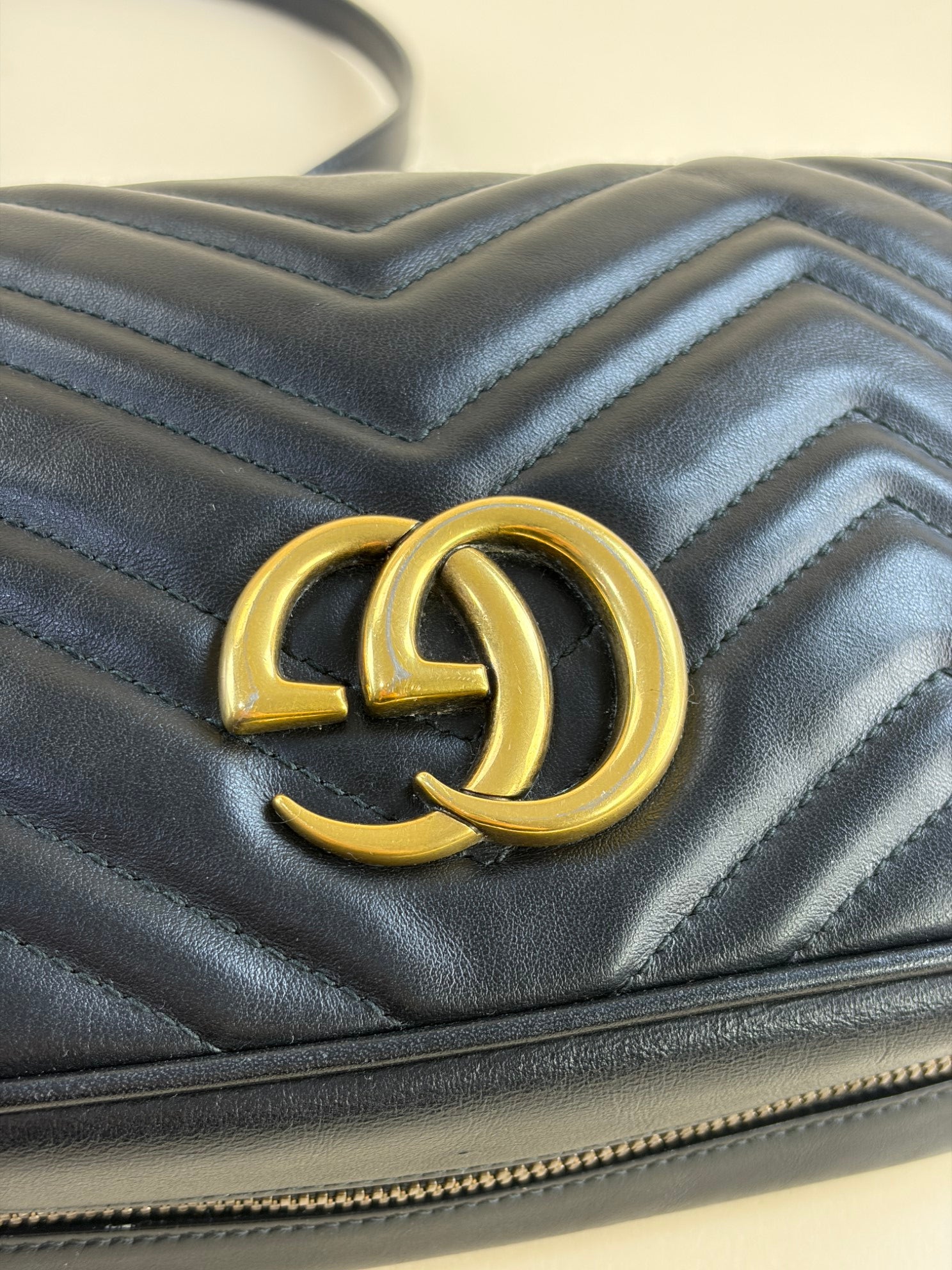 Gucci Black GG Marmont Camera Small Shoulder Bag