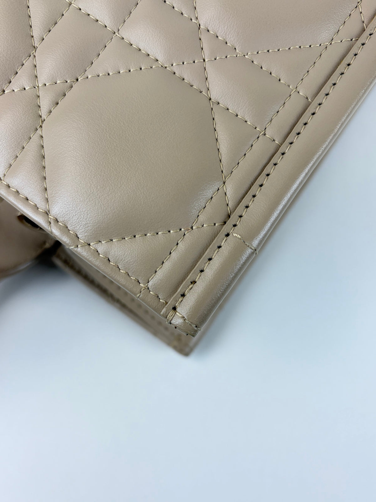 Christian Dior powder beige macrocannage calfskin Dior book tote bag
