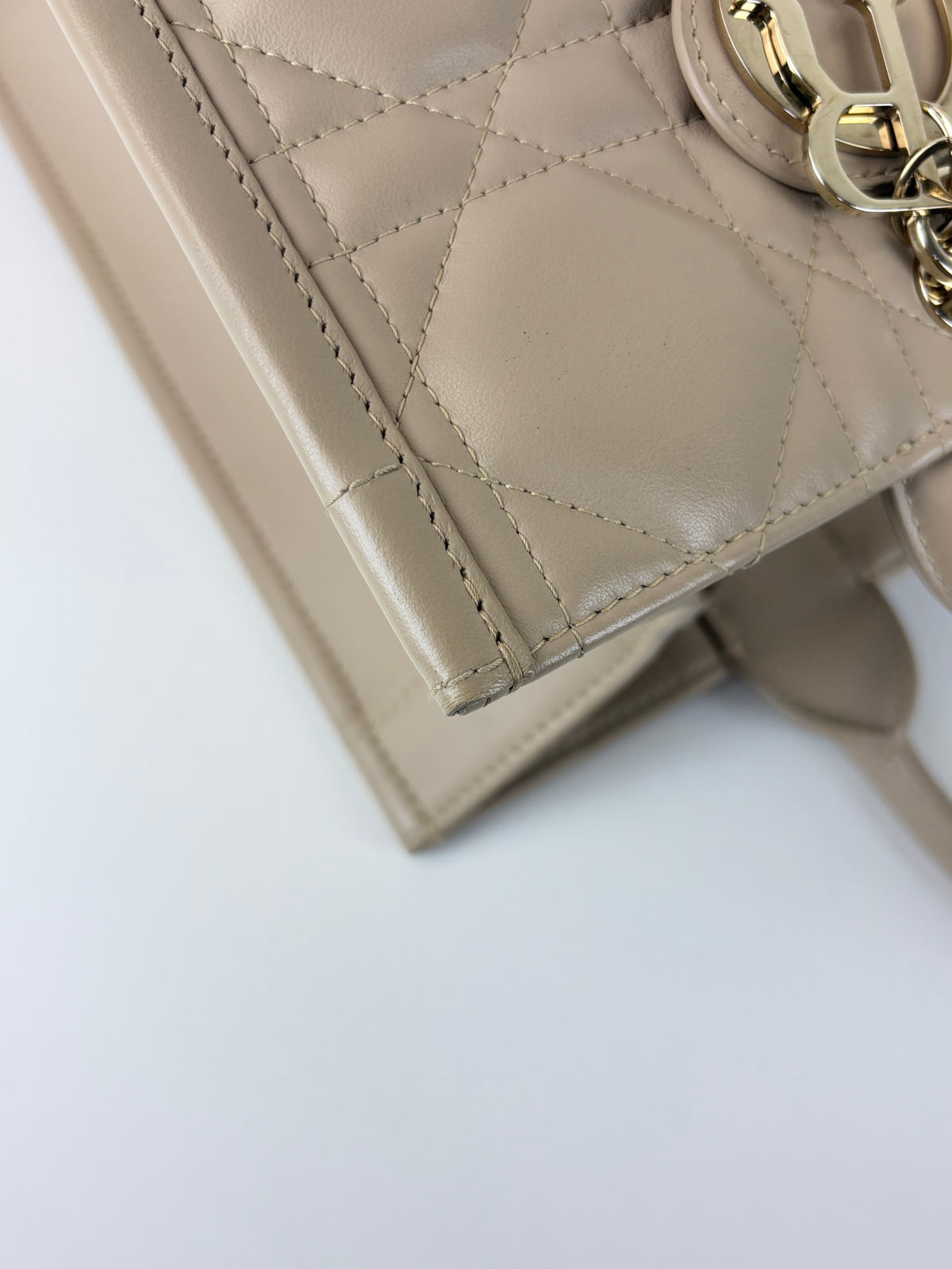 Christian Dior powder beige macrocannage calfskin Dior book tote bag