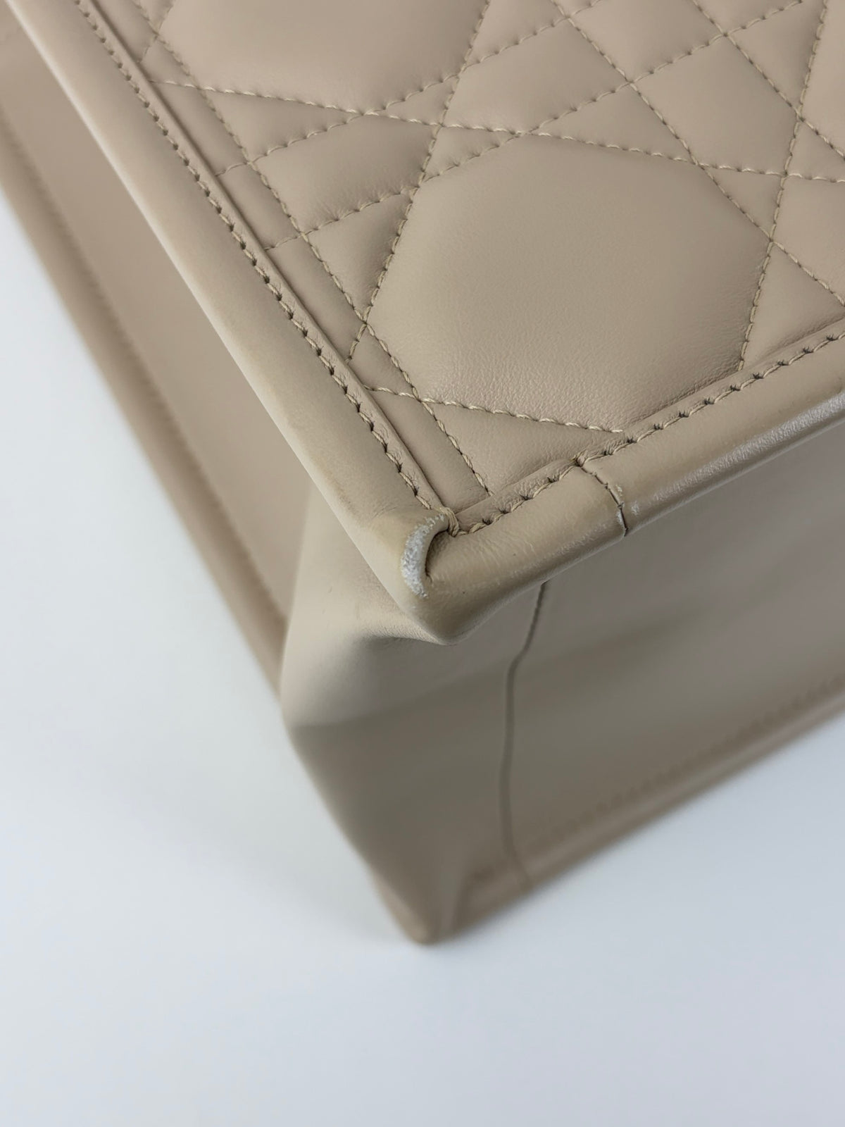 Christian Dior powder beige macrocannage calfskin Dior book tote bag
