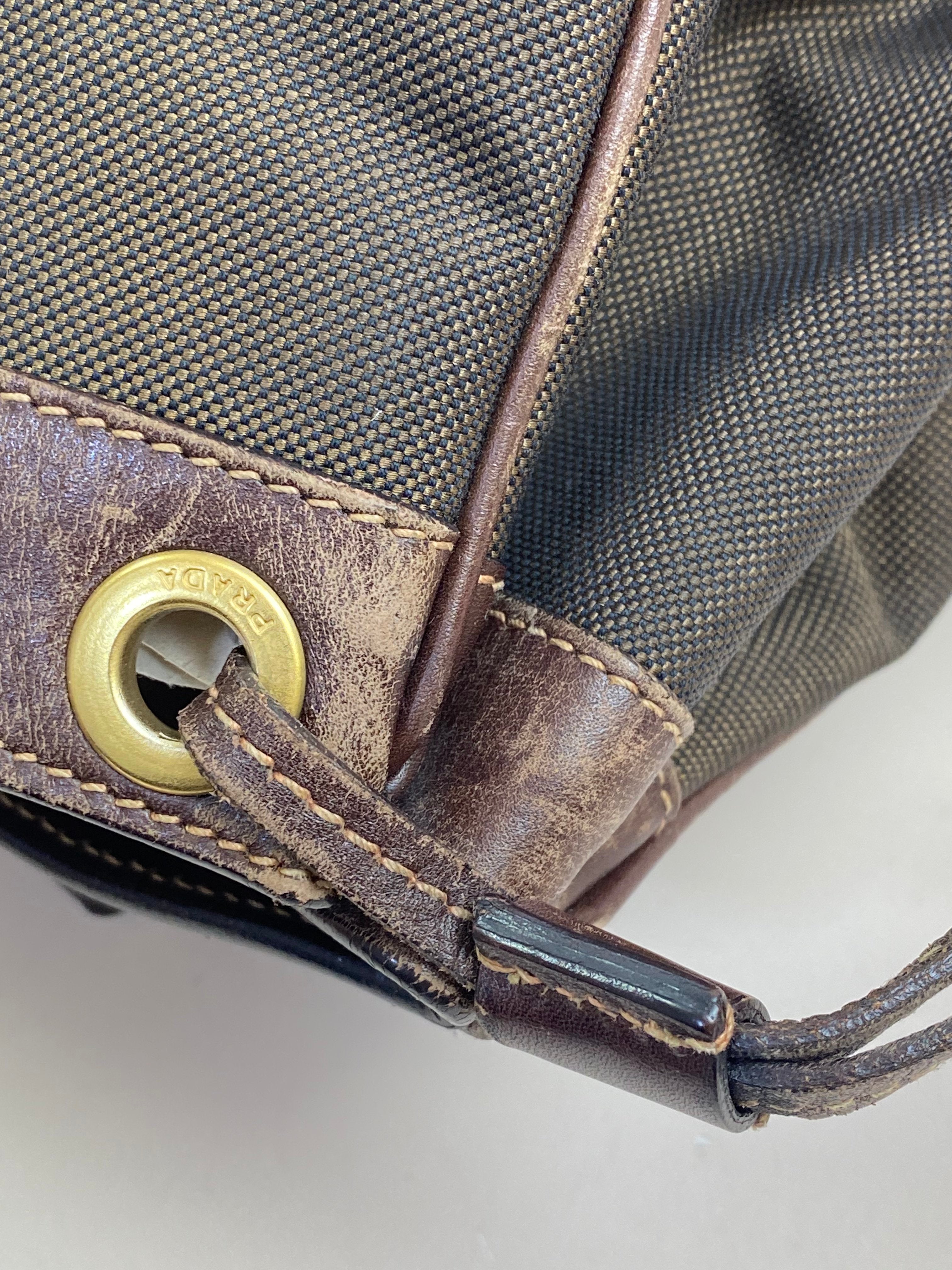 Prada Brown Bowling Bruciato Logo Shoulder Bag