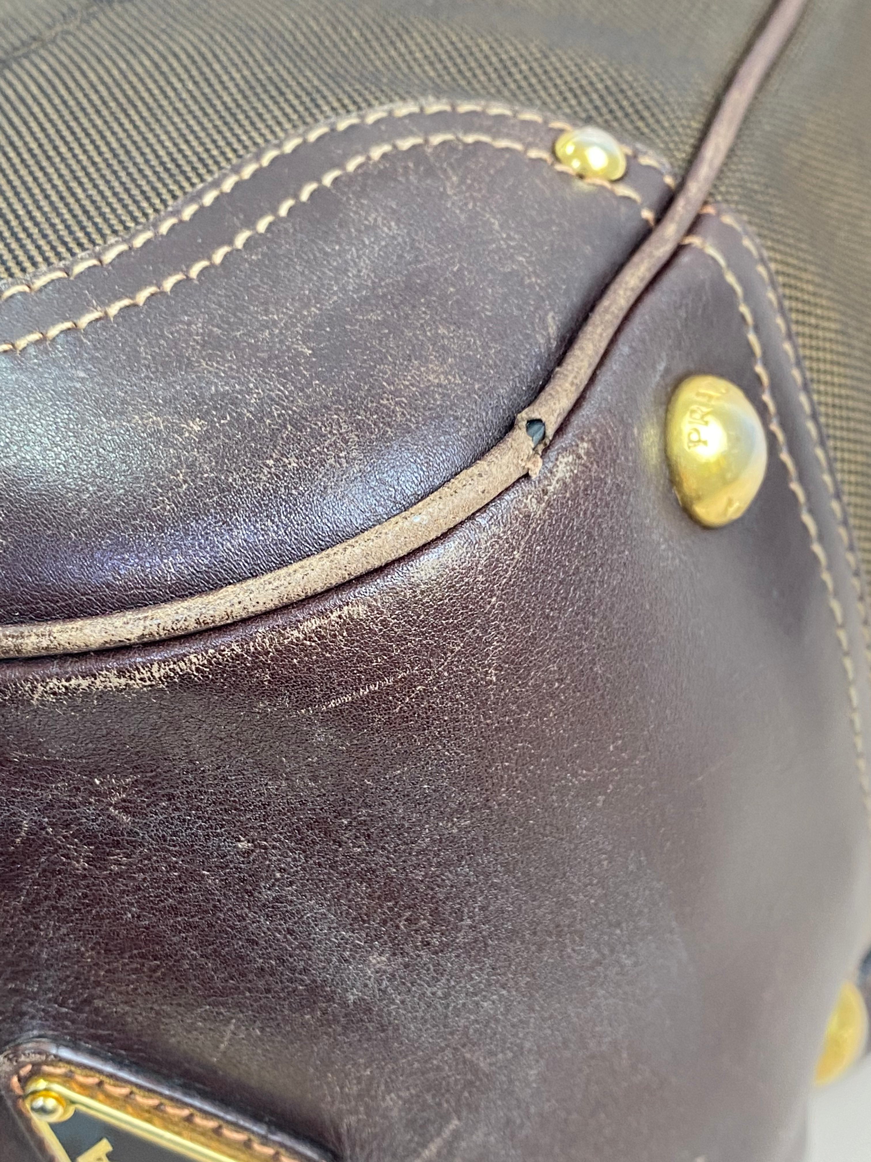 Prada Brown Bowling Bruciato Logo Shoulder Bag