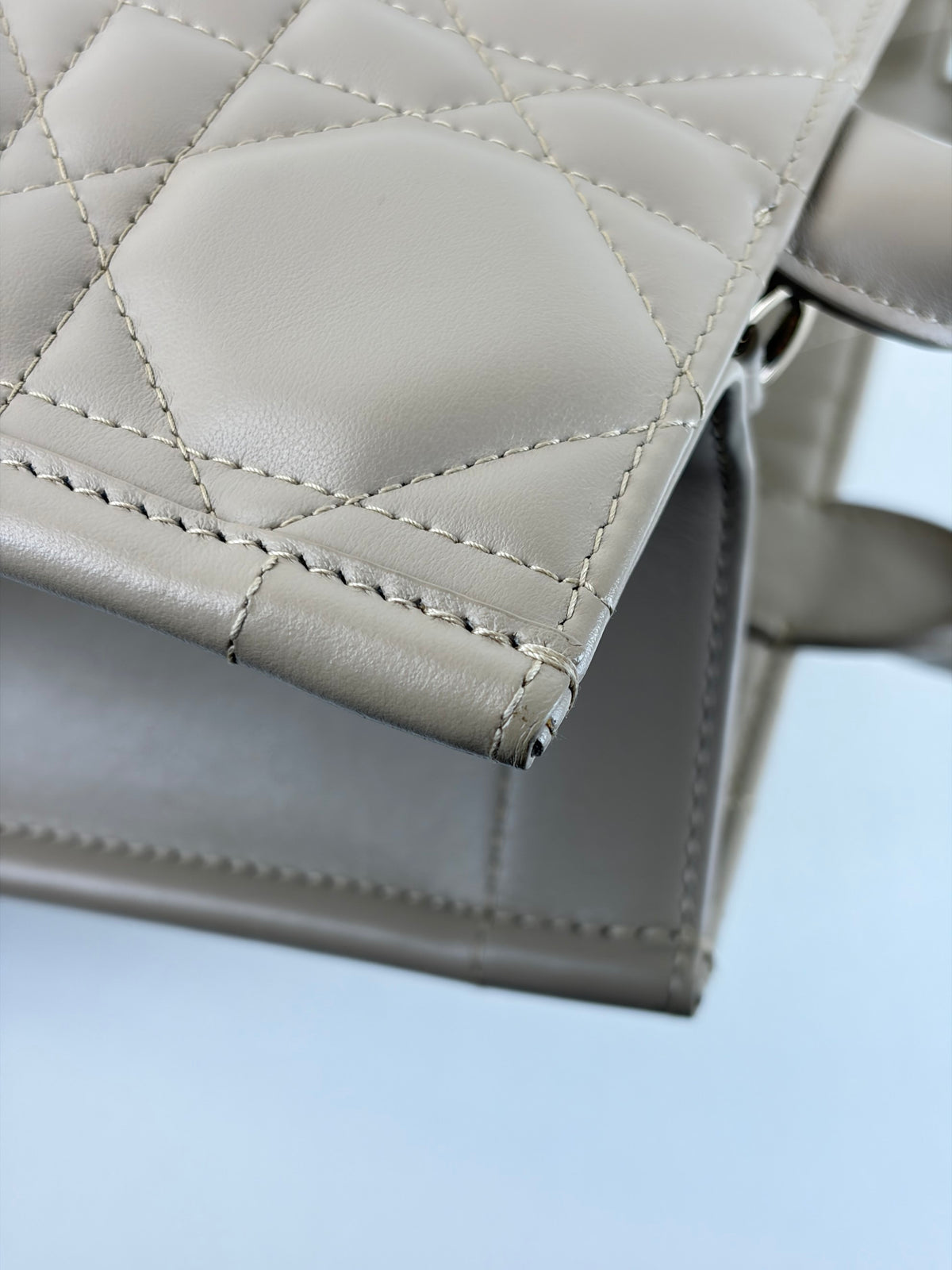 Christian Dior powder beige macrocannage calfskin Dior book tote bag