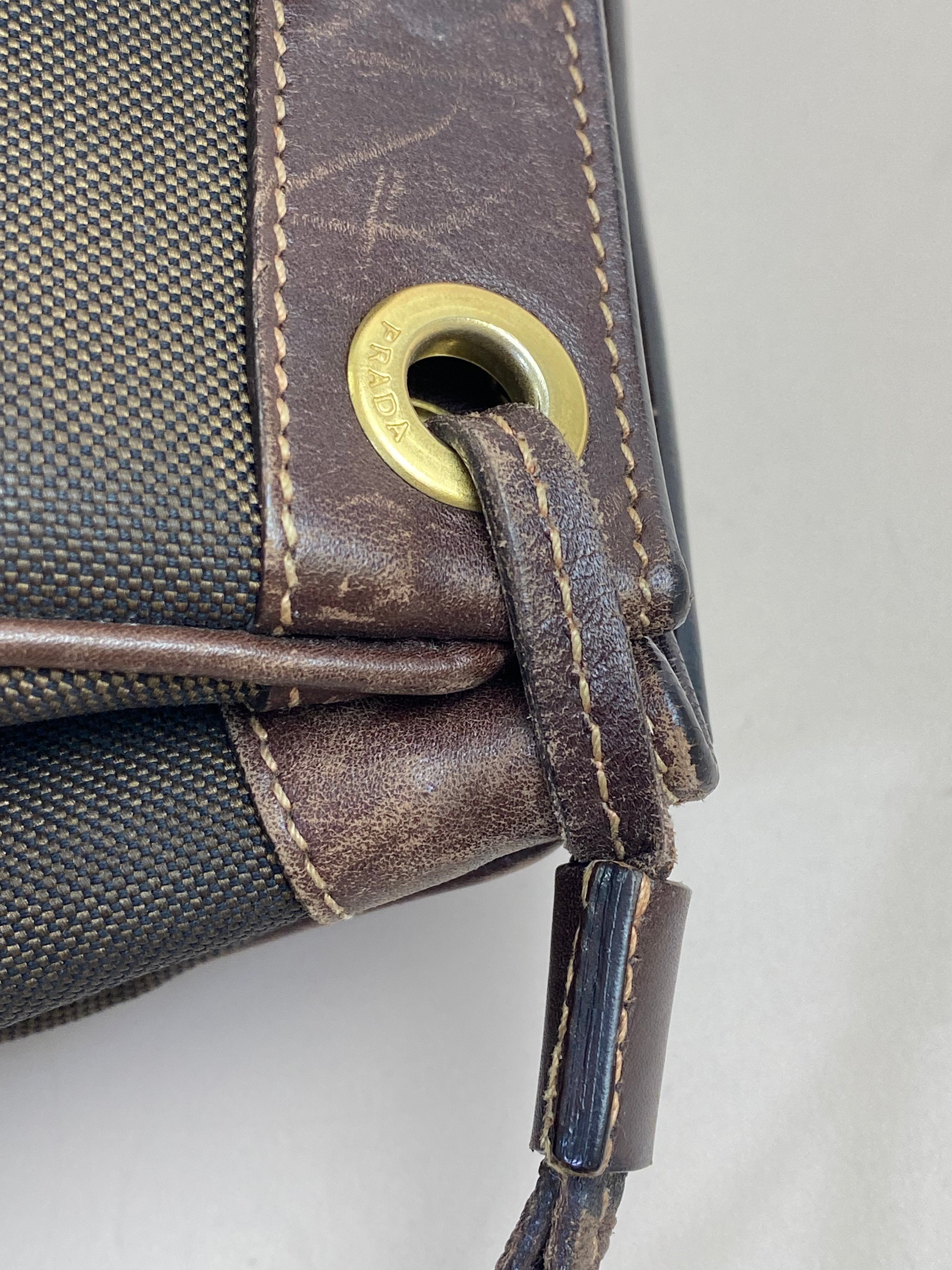 Prada Brown Bowling Bruciato Logo Shoulder Bag