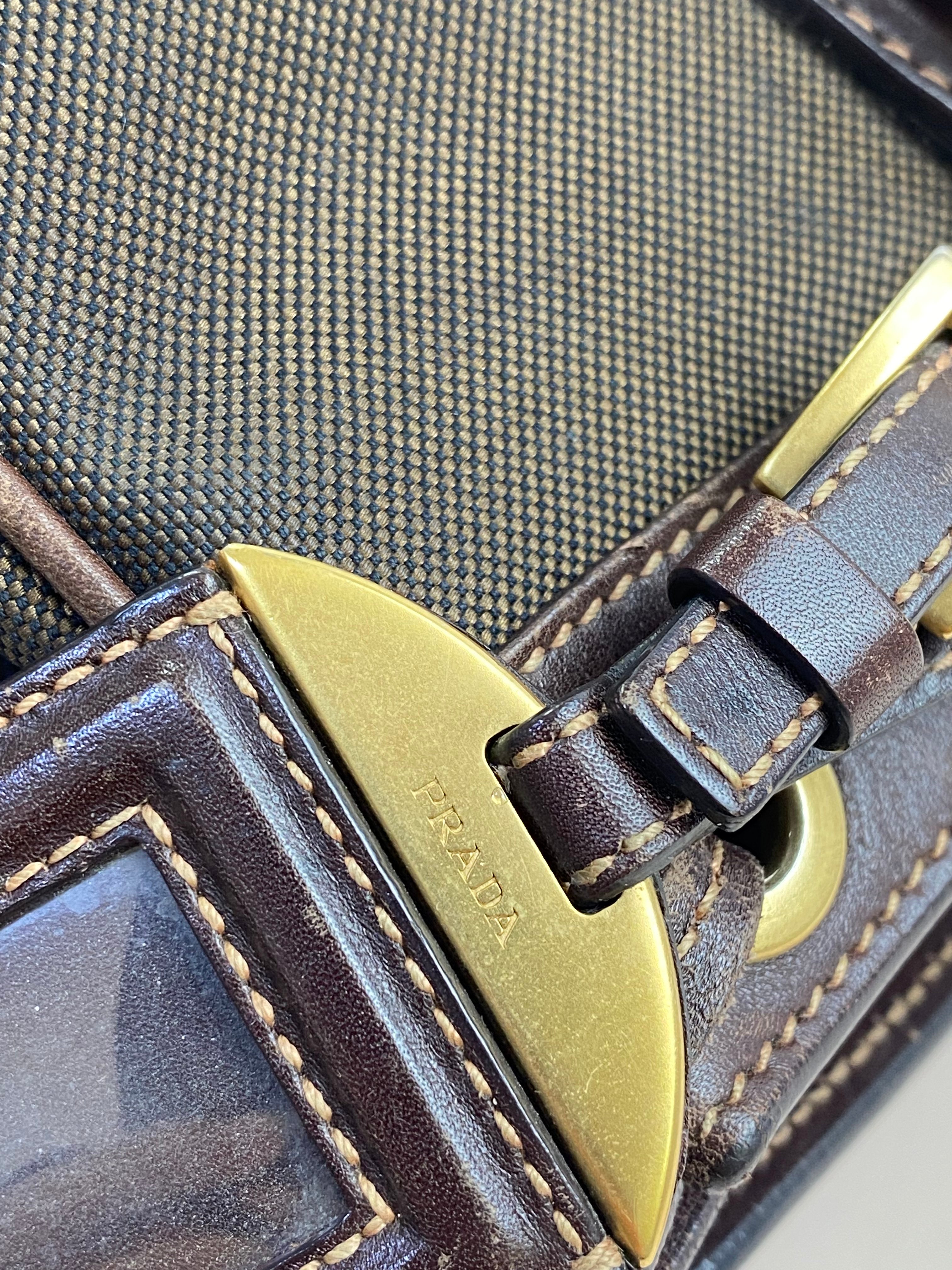 Prada Brown Bowling Bruciato Logo Shoulder Bag